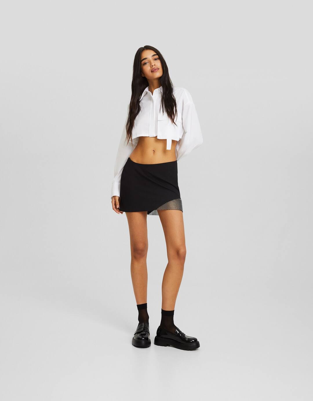 Rhinestone detail mini skirt