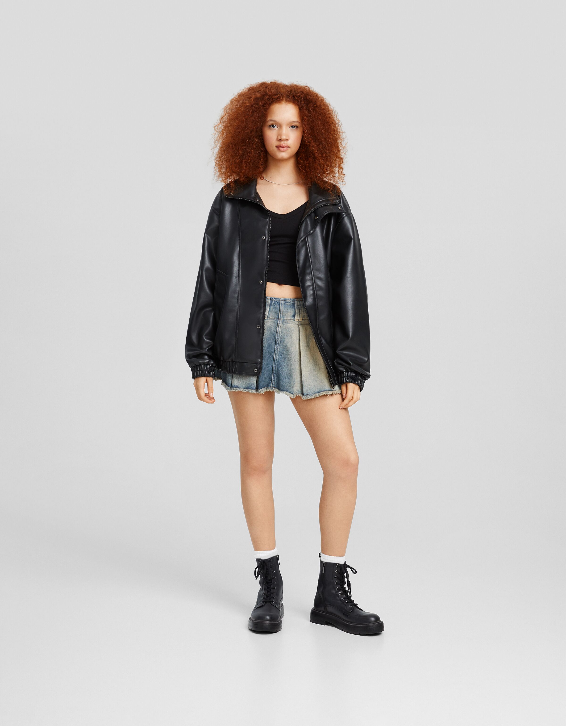 Jupe culotte pliss e denim effet d lav