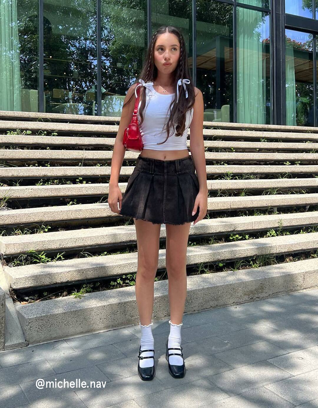 Faded denim skorts