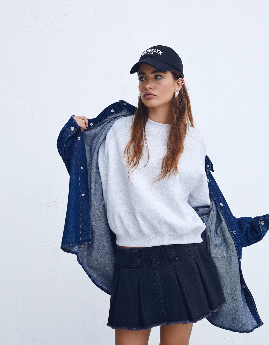 Jeans-Hosenfaltenrock im Washed-Look