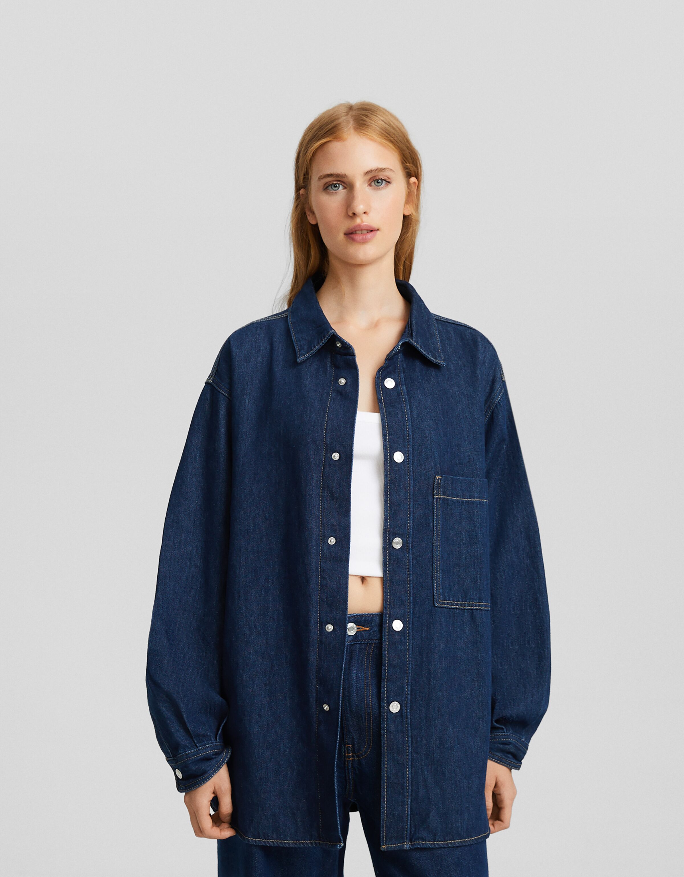 Oversized denim 2025 jacket bershka