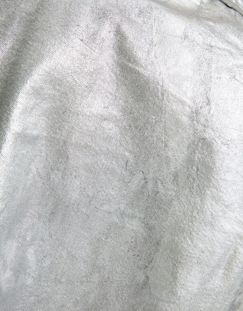 Metallic long sleeve faded-effect twill shirt - Women | Bershka