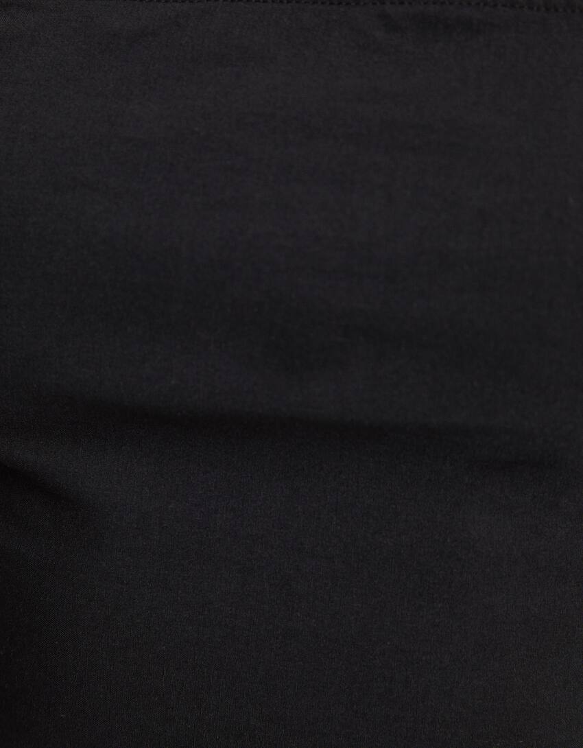 Long sleeve cut-out bengaline blouse-Black-5