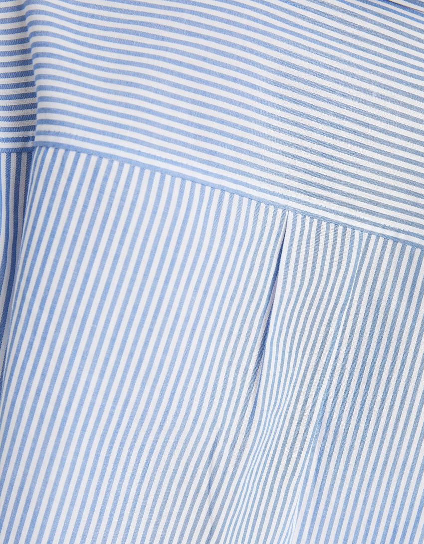 قميص بوبلين قصير بأكمام طويلة وحمالات-أزرق-5