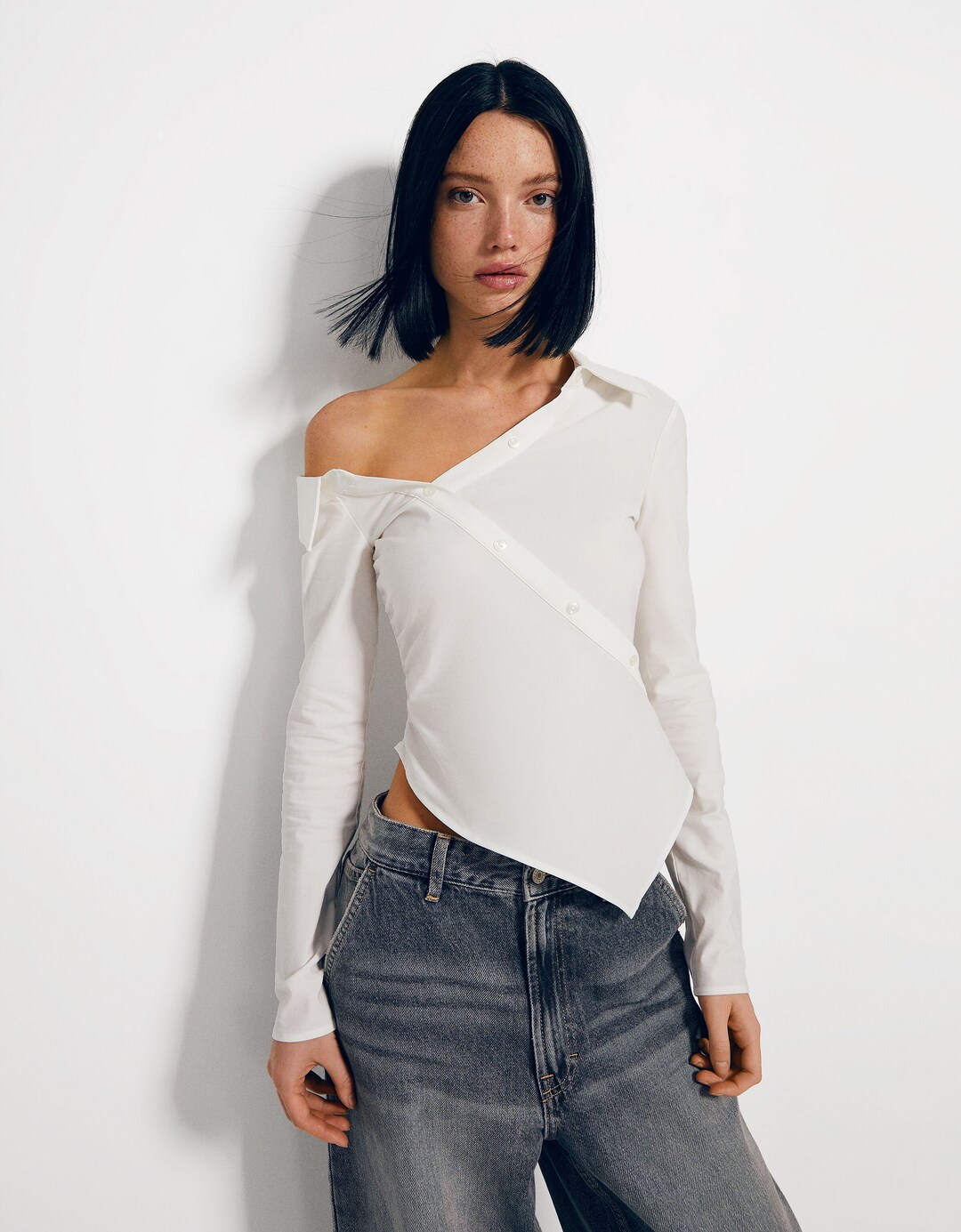 Asymmetric long sleeve comfort shirt