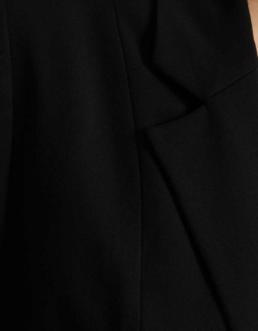 Cropped blazer with straps-Black-6