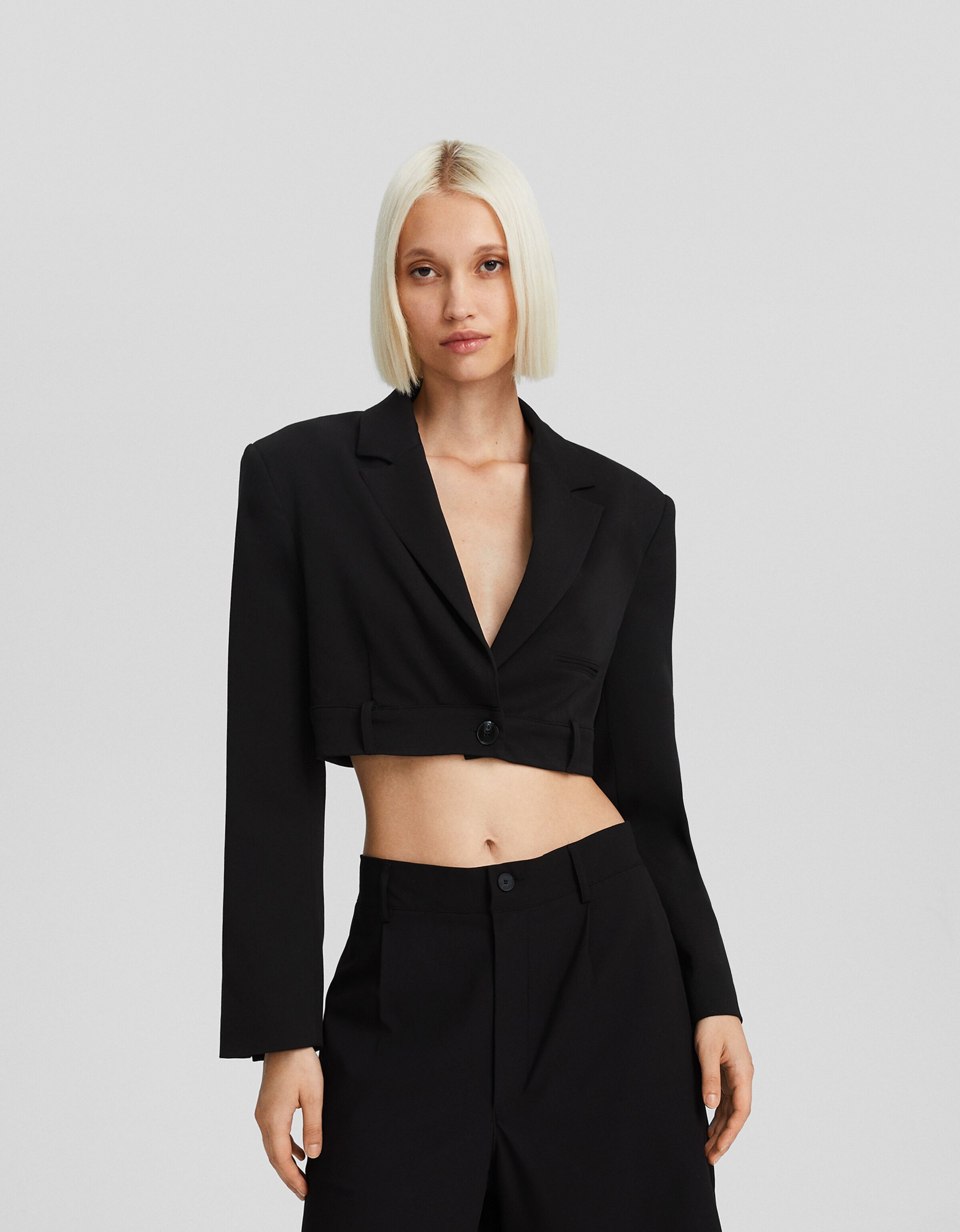 Cropped 2025 pinstripe blazer