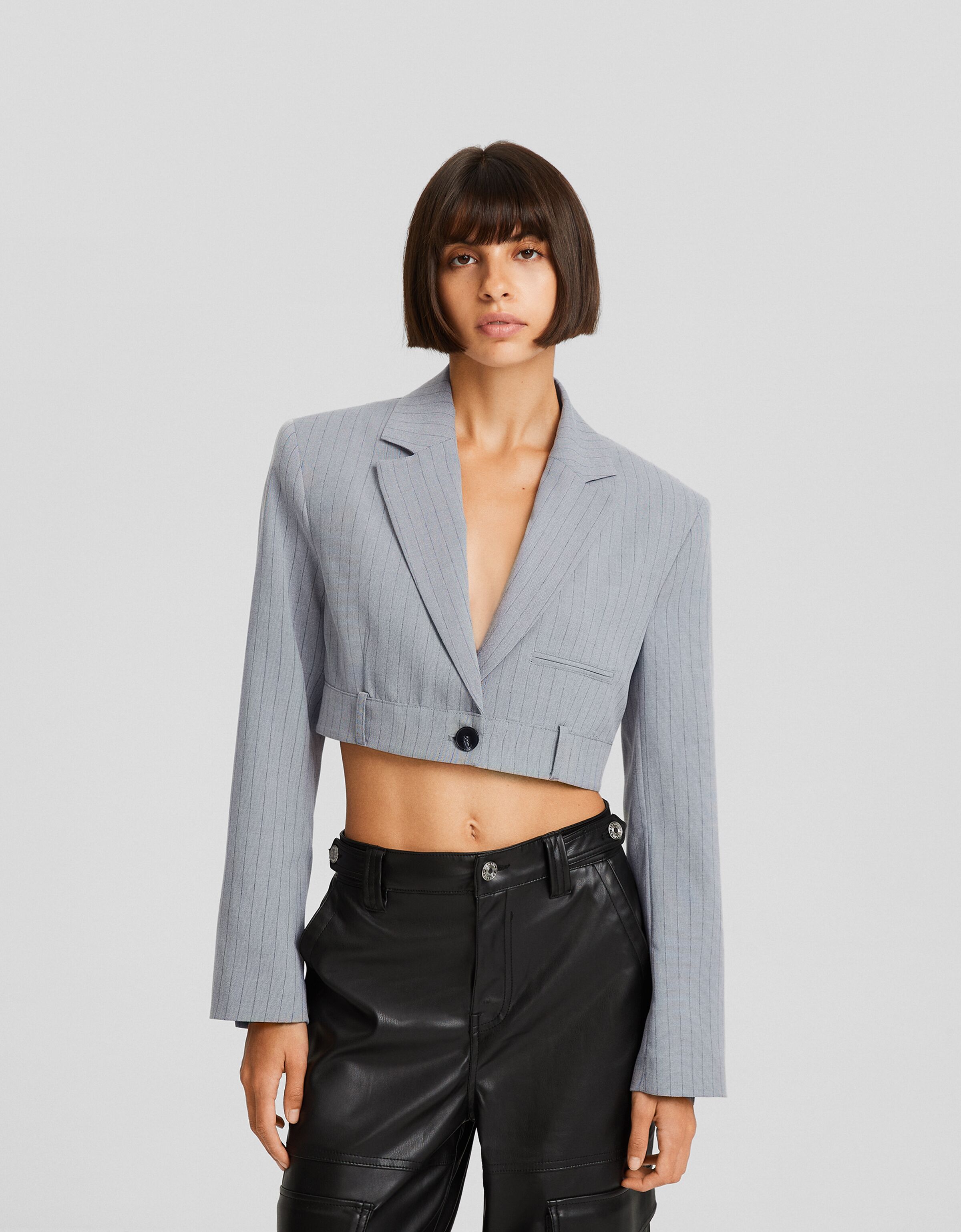 Cropped sales pinstripe blazer