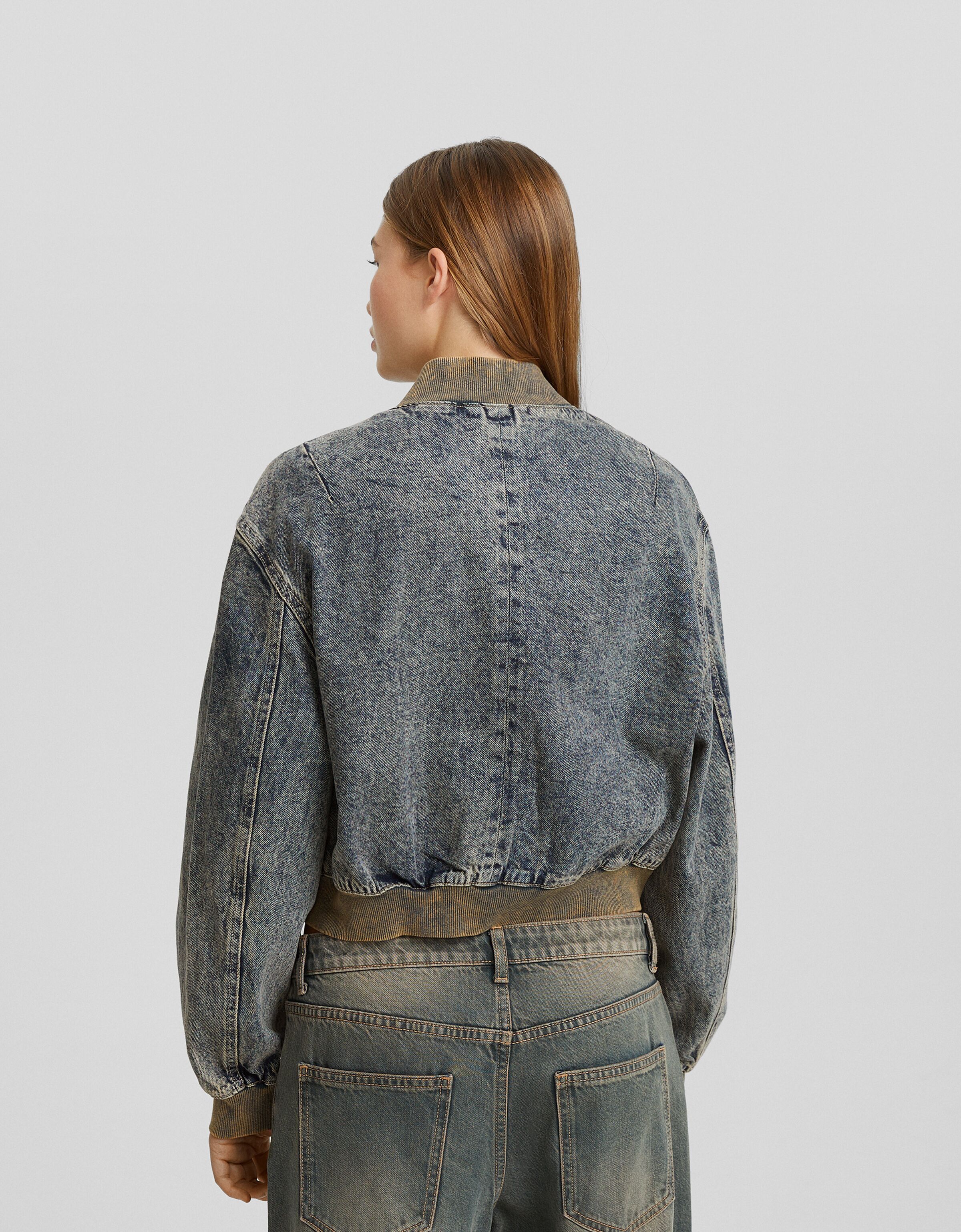 Veste en outlet jean courte bershka