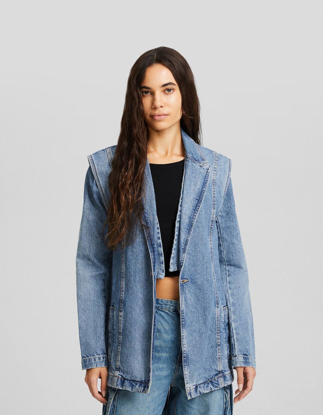 Denim detachable blazer
