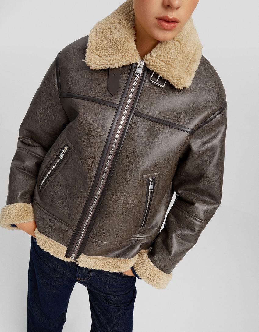 Blouson double face similicuir-Marron-2