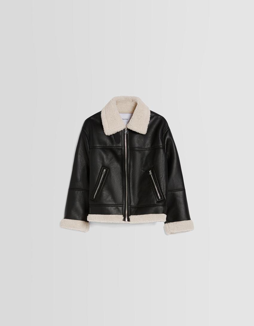 Blouson double face similicuir-Noir-4