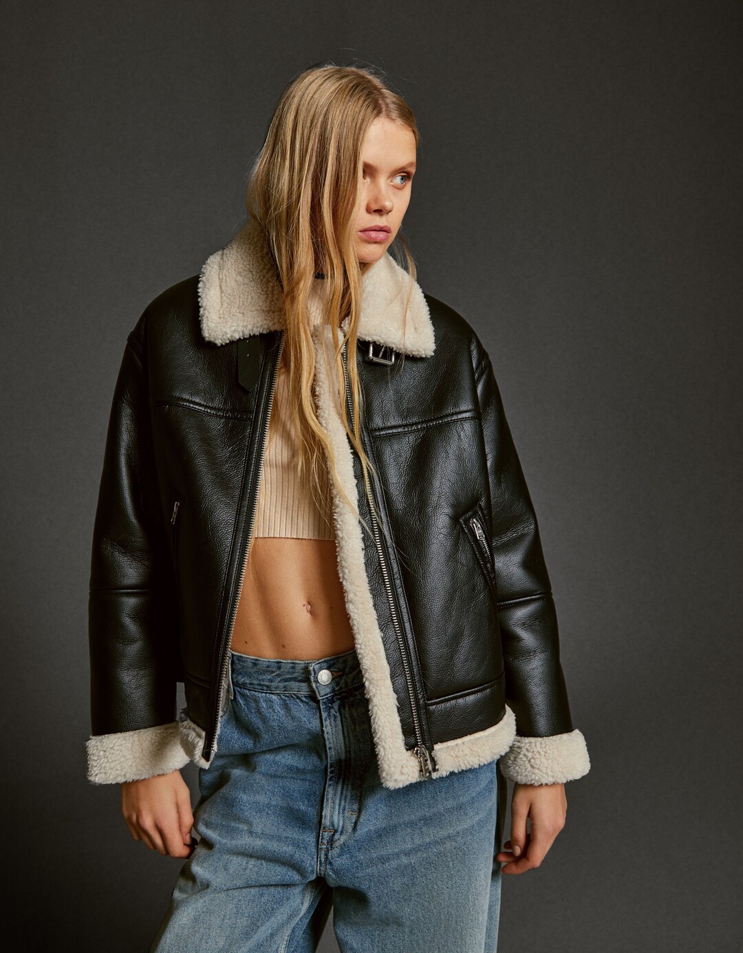 Double-sided faux leather jacket