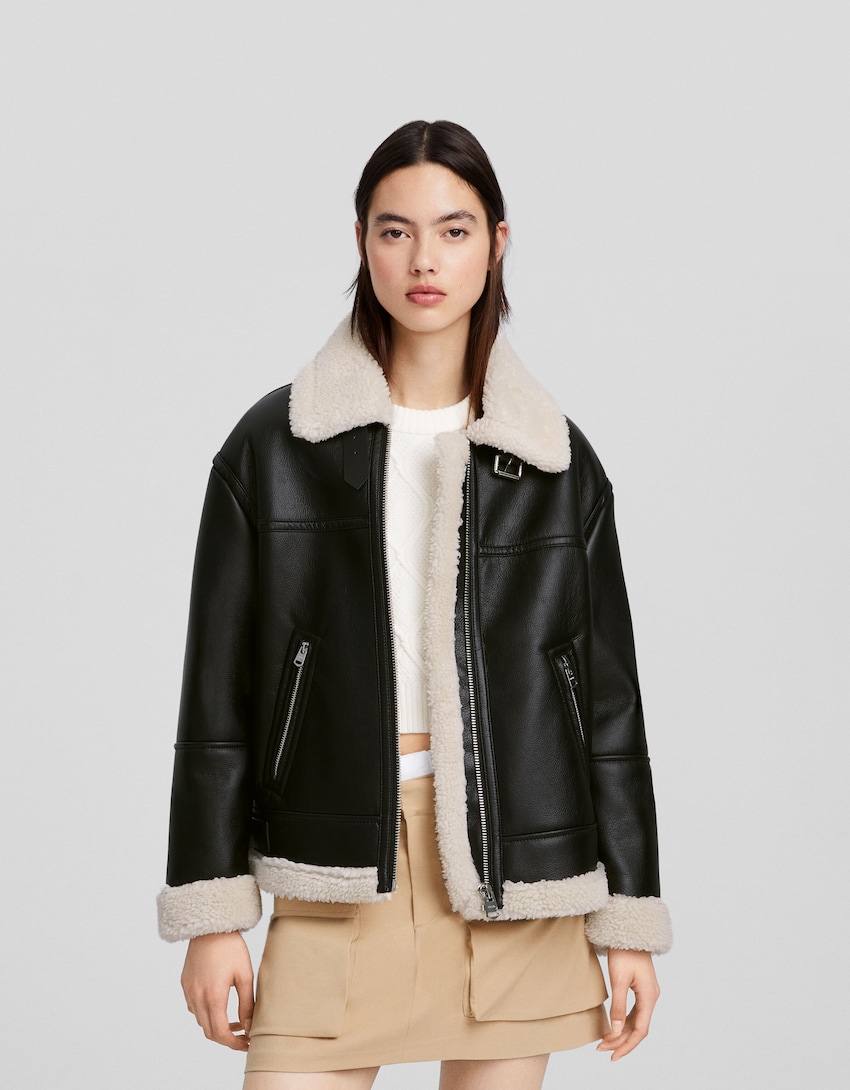 Faux leather double-faced jacket - Women | Bershka