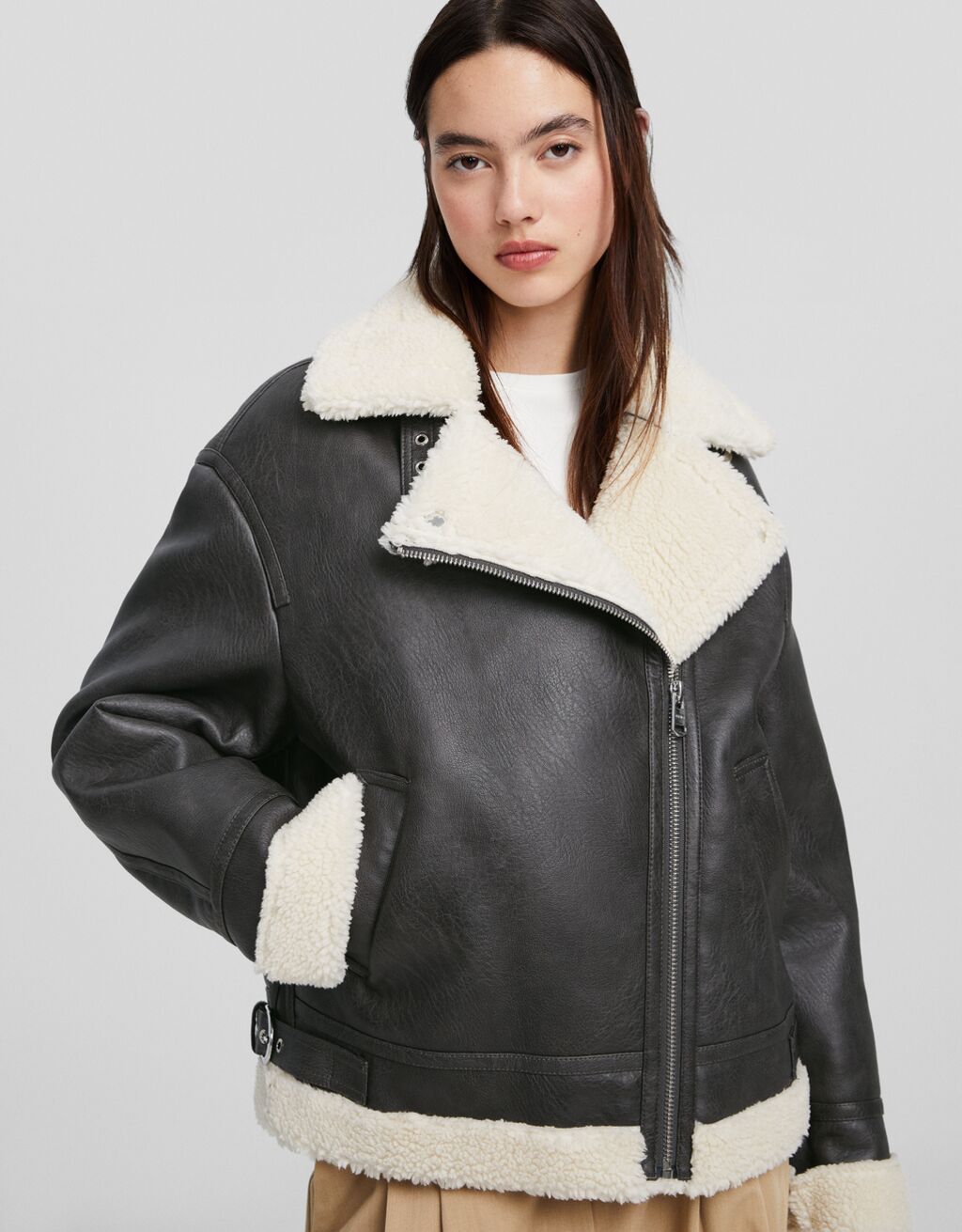 Oversize doublefaced biker jacket Women Bershka