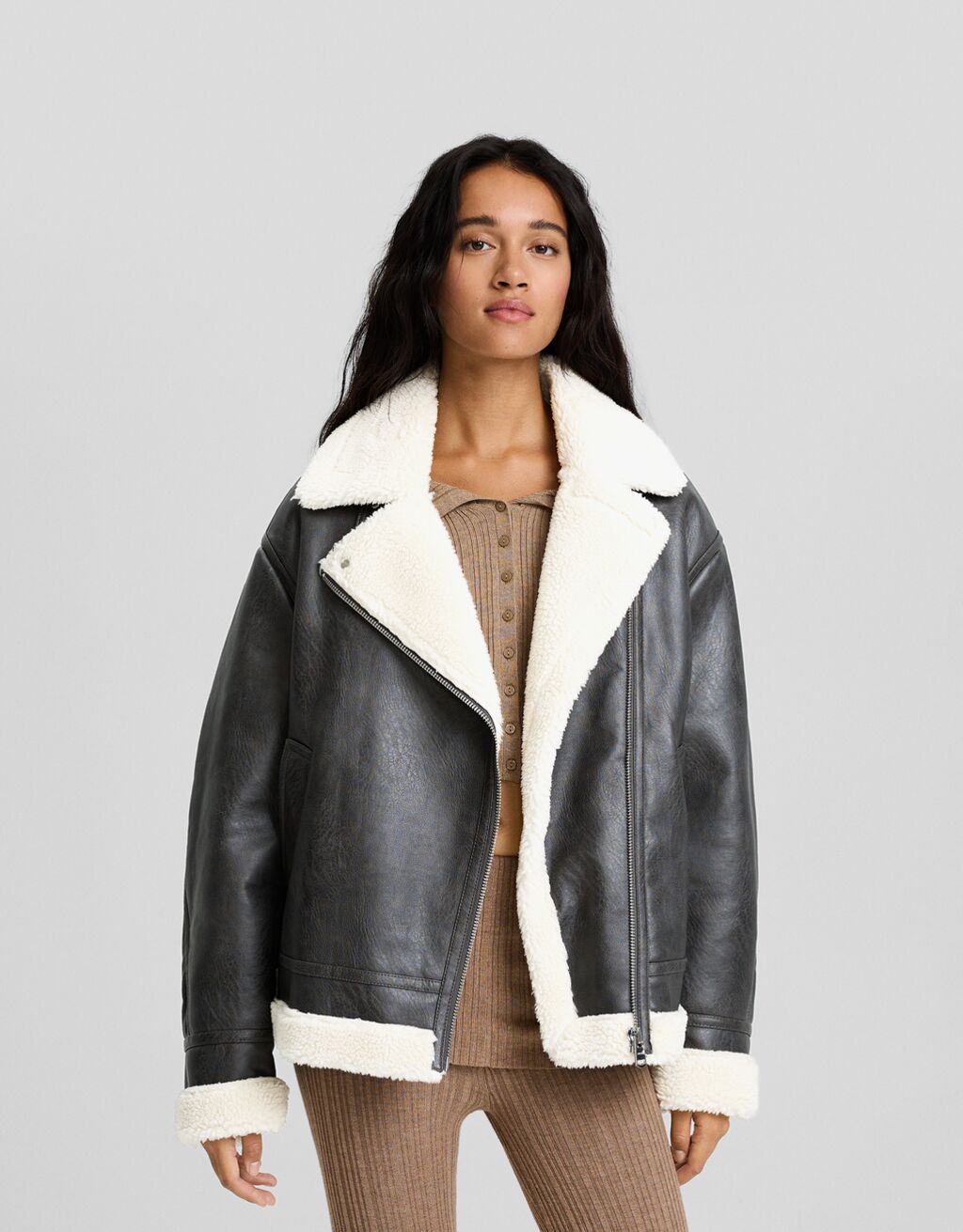 Oversize doublefaced biker jacket Women Bershka