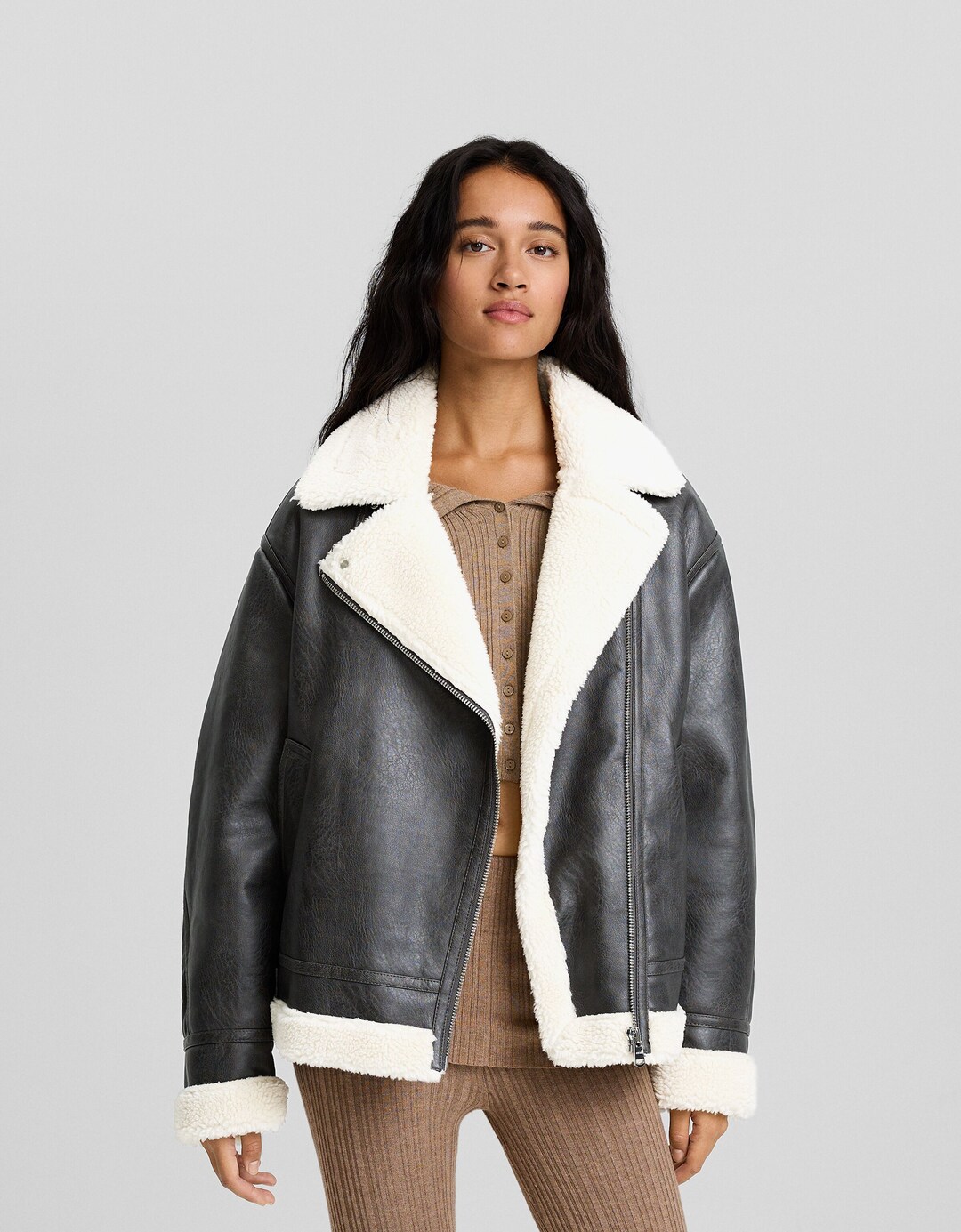 Oversize-Doubleface-Bikerjacke