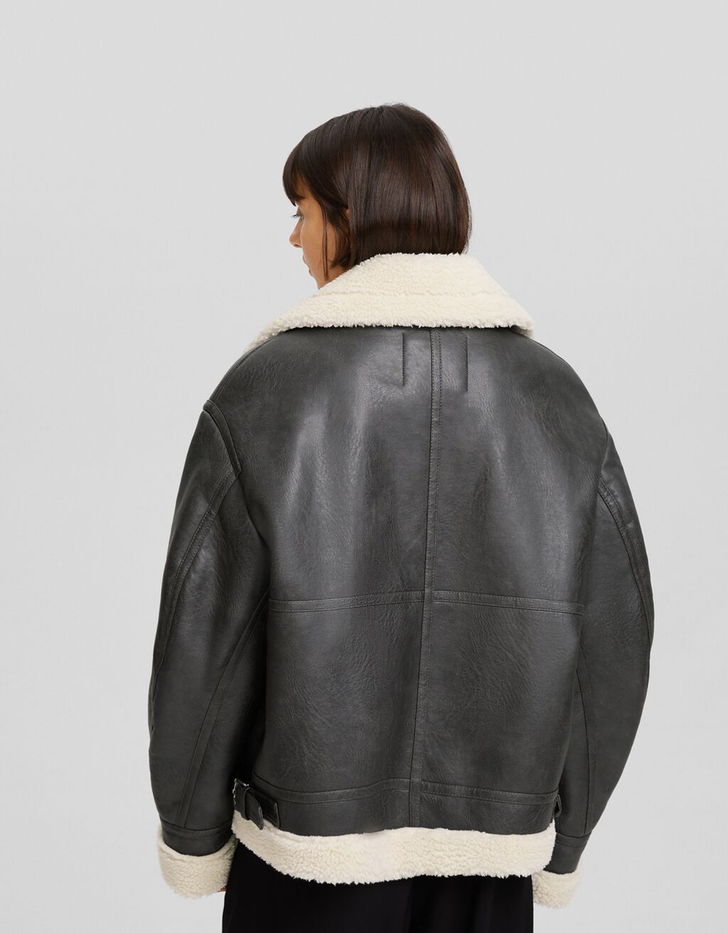 Blouson motard double face oversize Femme Bershka