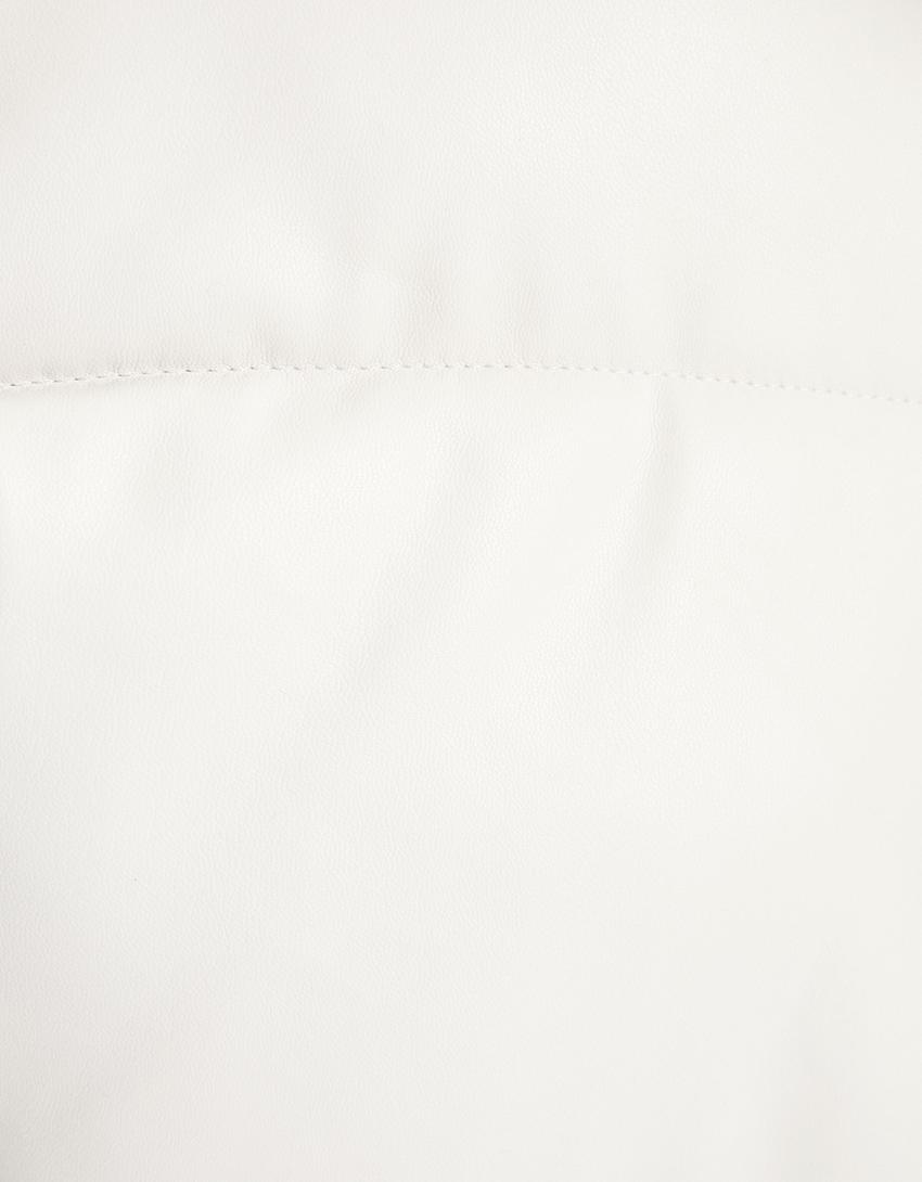 Caçadora embuatada caputxa efecte pell-Cru-5