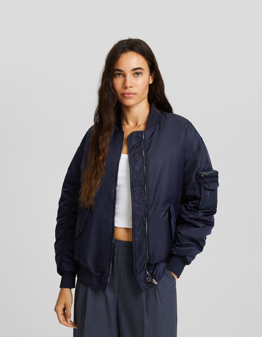 Nylon blend bomber-style puffer jacket - Women | Bershka