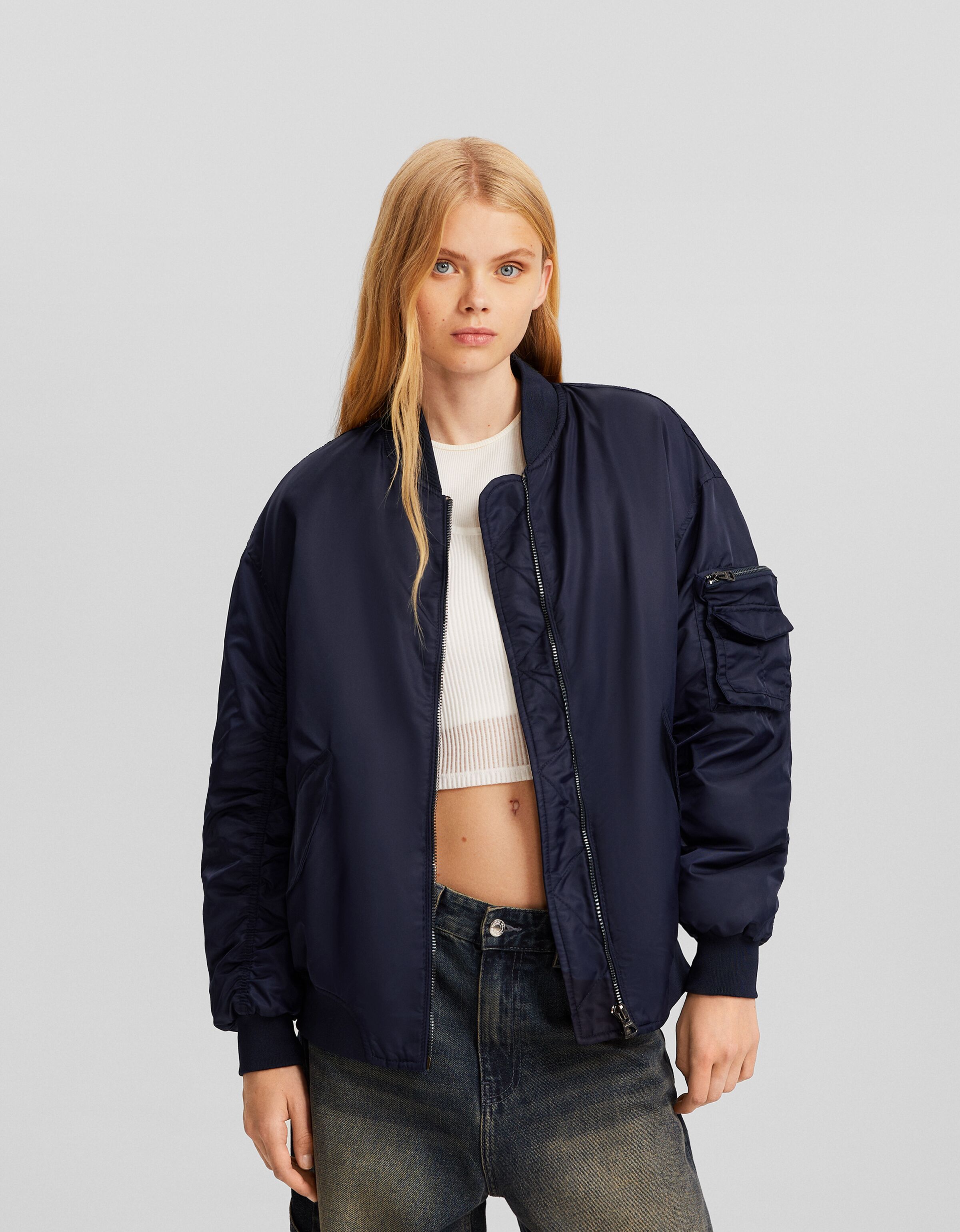 Nylon blend bomber-style puffer jacket - Jackets - BSK Teen | Bershka