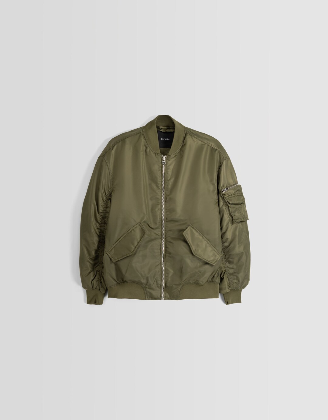 Nylon blend bomber-style puffer jacket