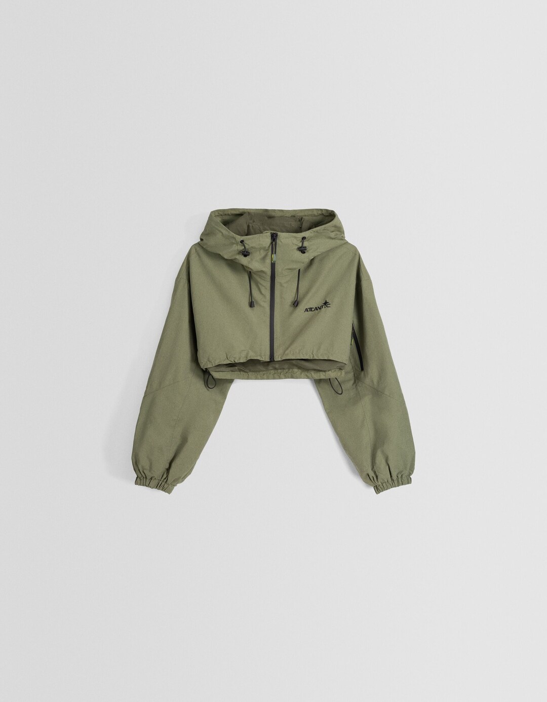 Cropped nylon blend hoodie jacket
