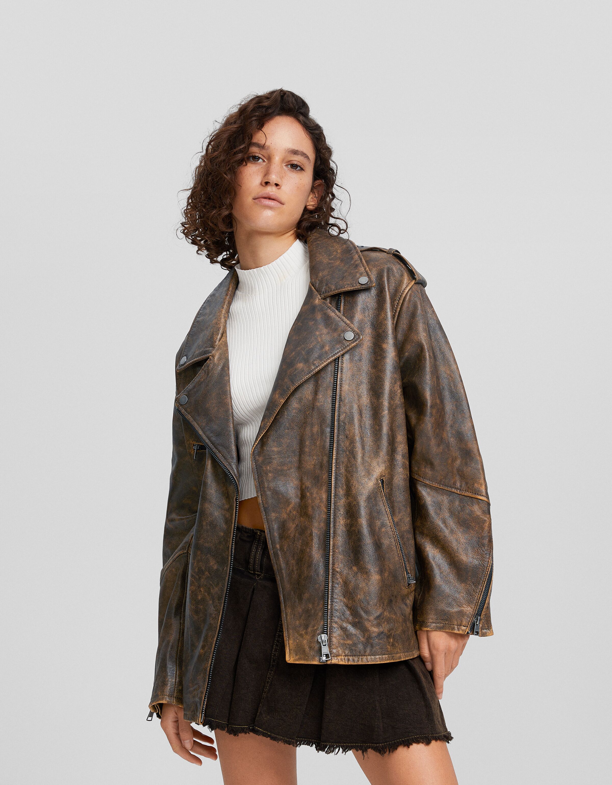 Bershka suede biker discount jacket