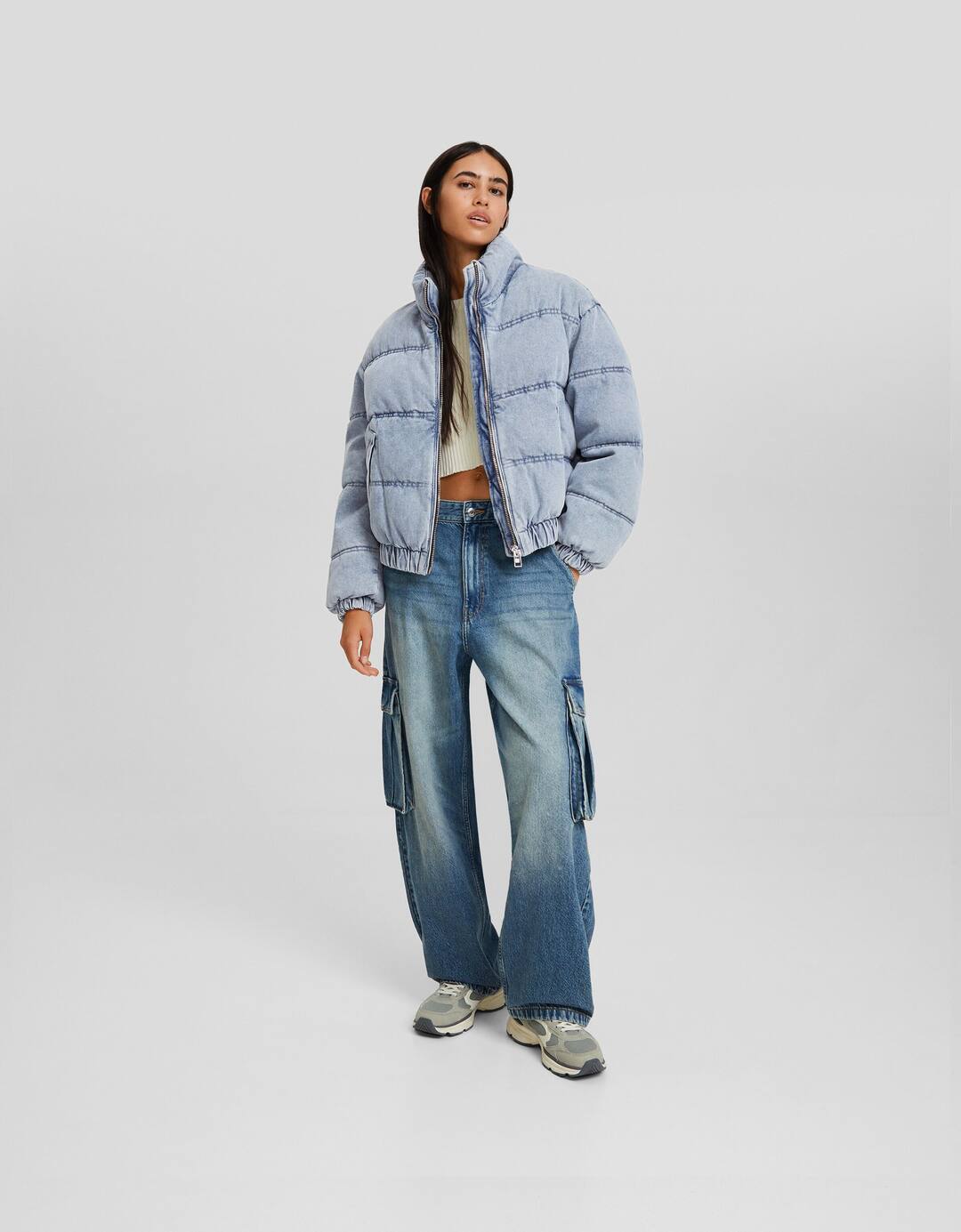 Denim puffer jacket