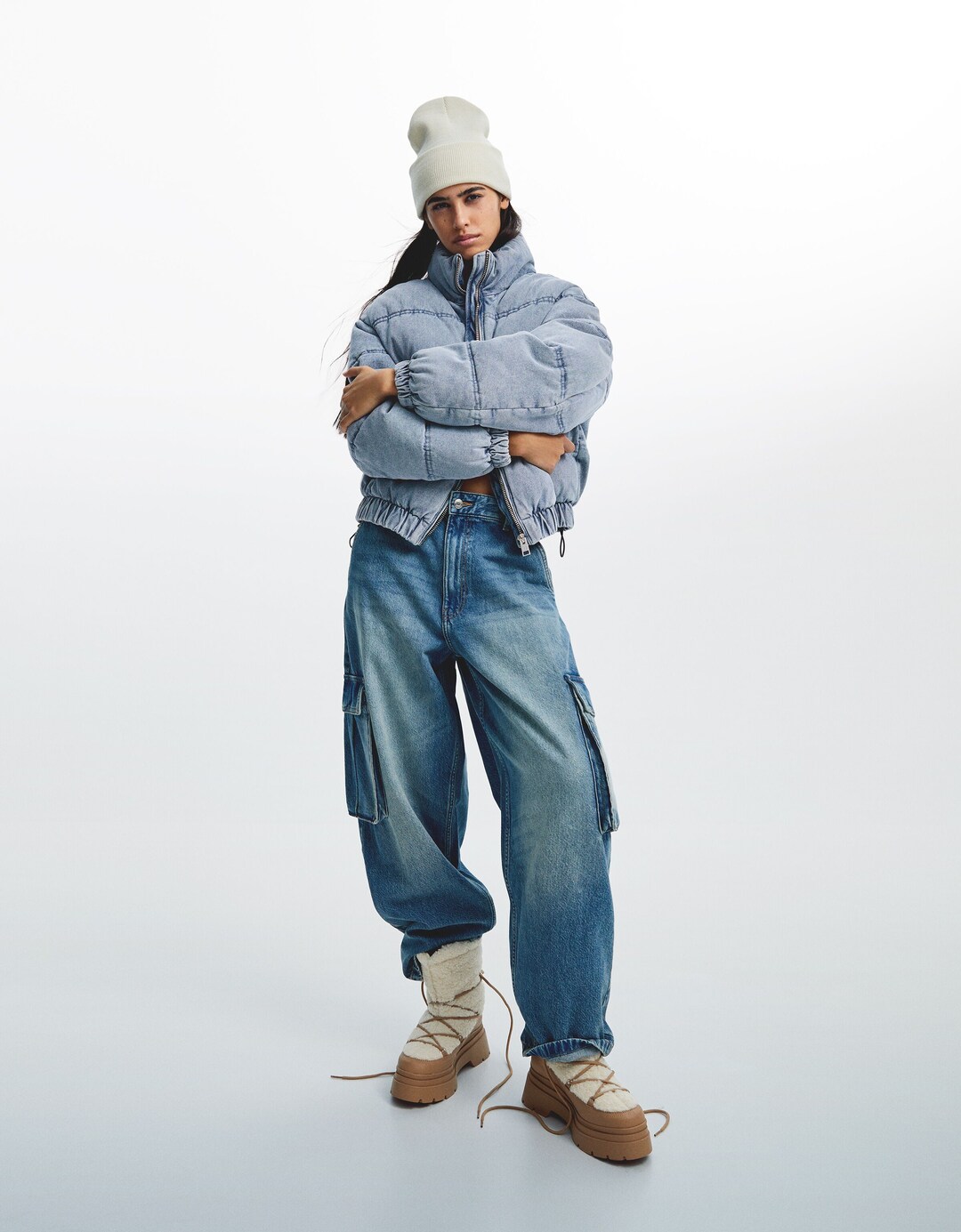 Denim puffer jacket