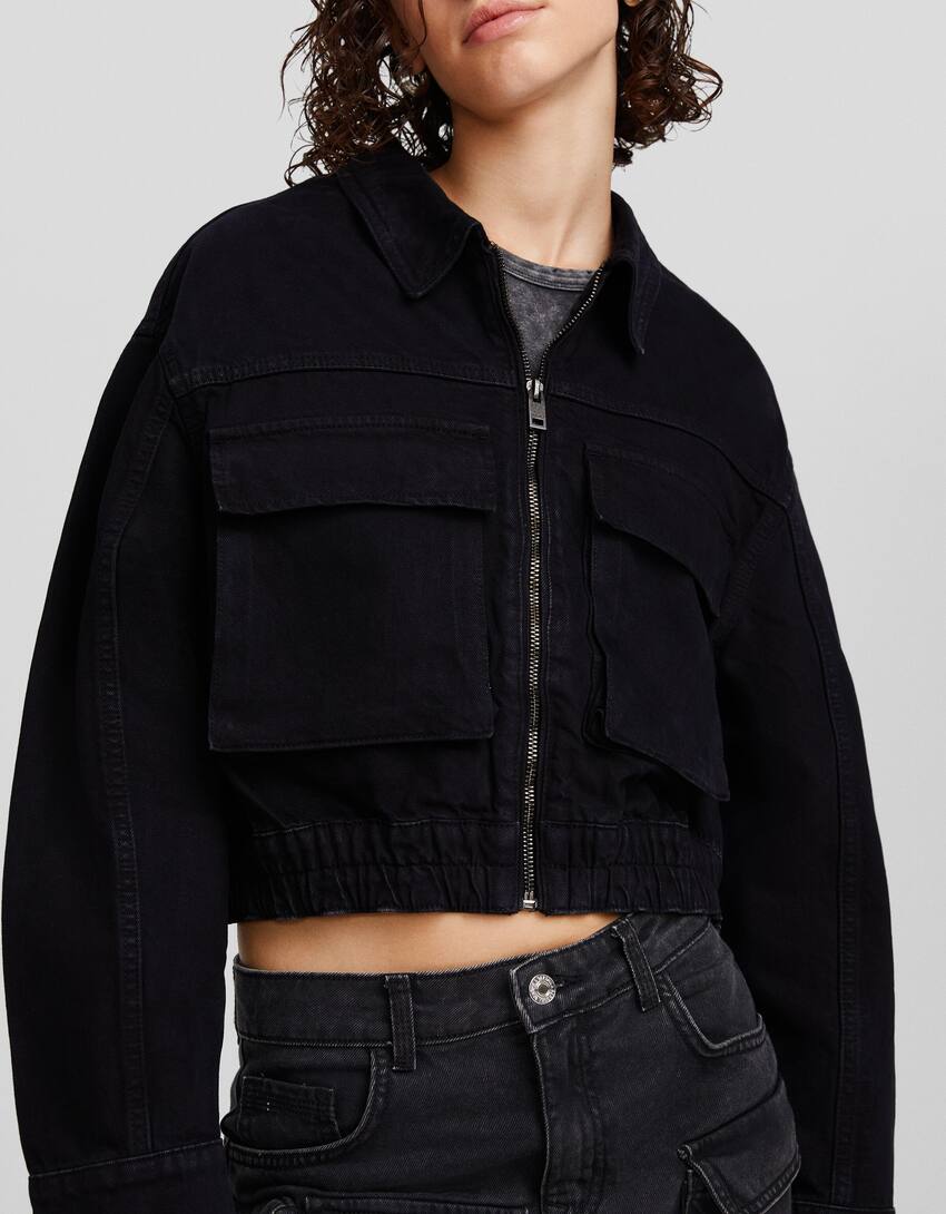 Cotton jacket with pockets-Black-2