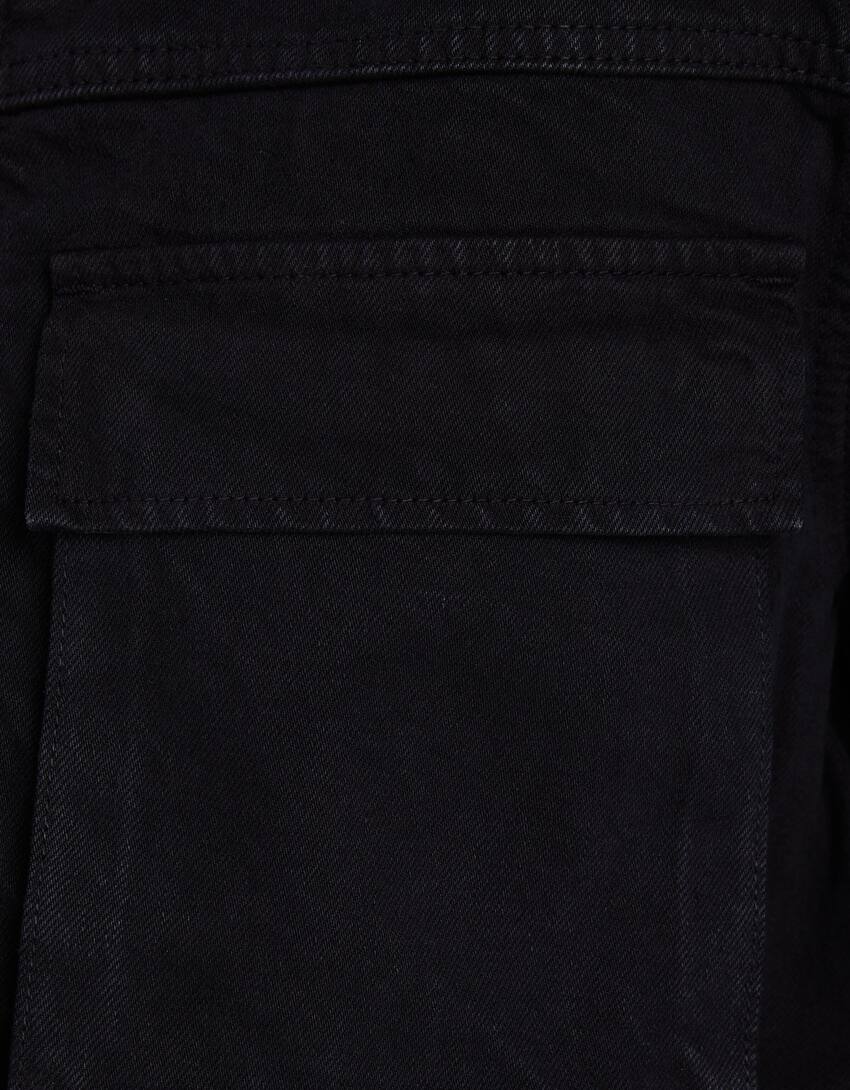 Cotton jacket with pockets-Black-5