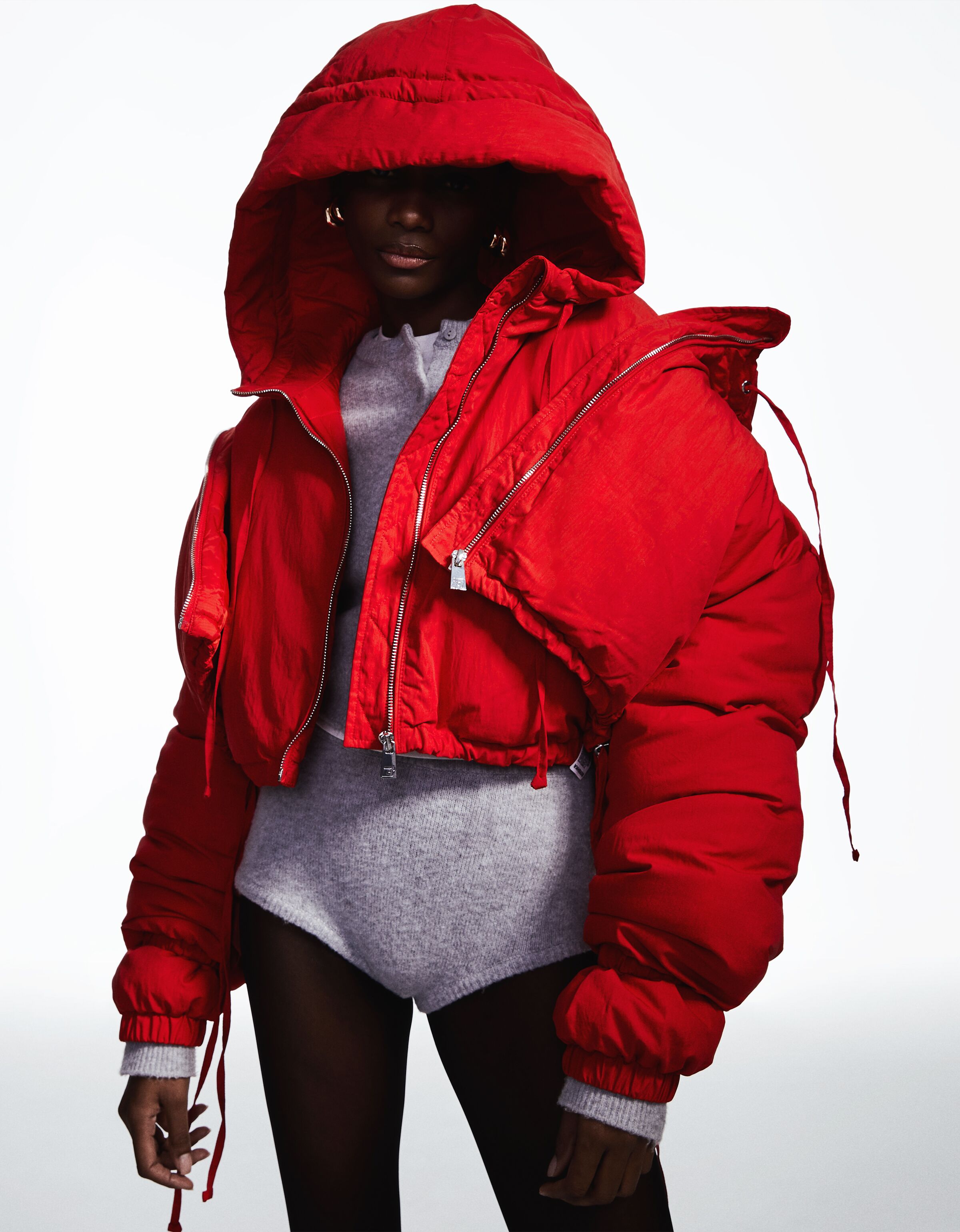 Bershka red puffer jacket store