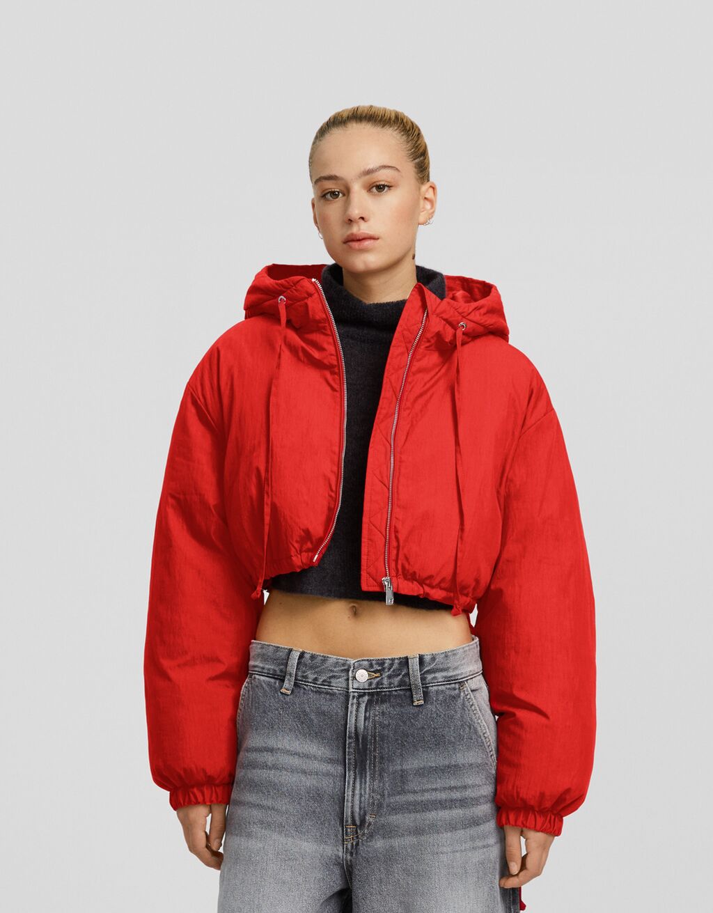 Hooded puffer jacket Jackets BSK Teen Bershka