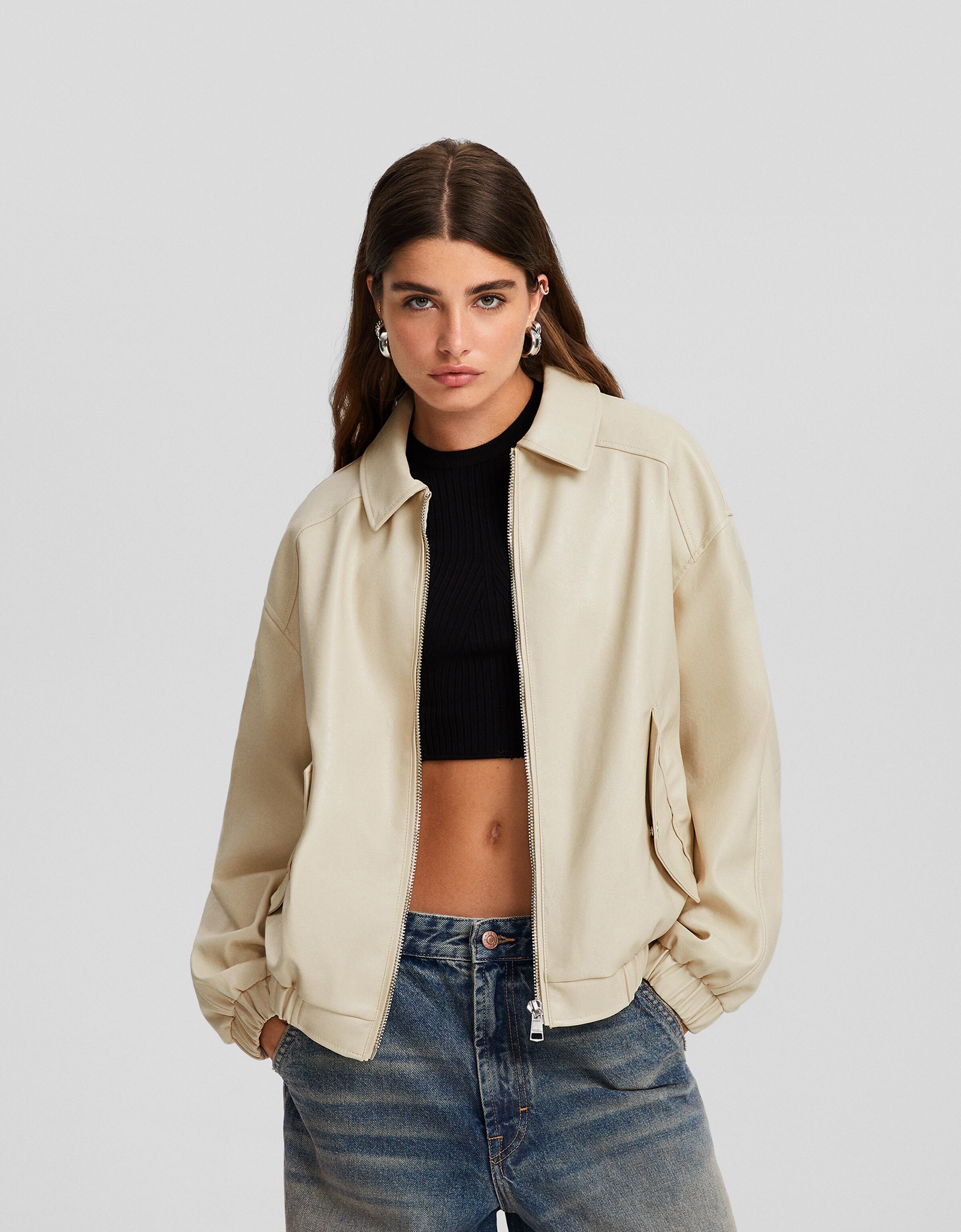 Bershka faux hot sale leather jacket