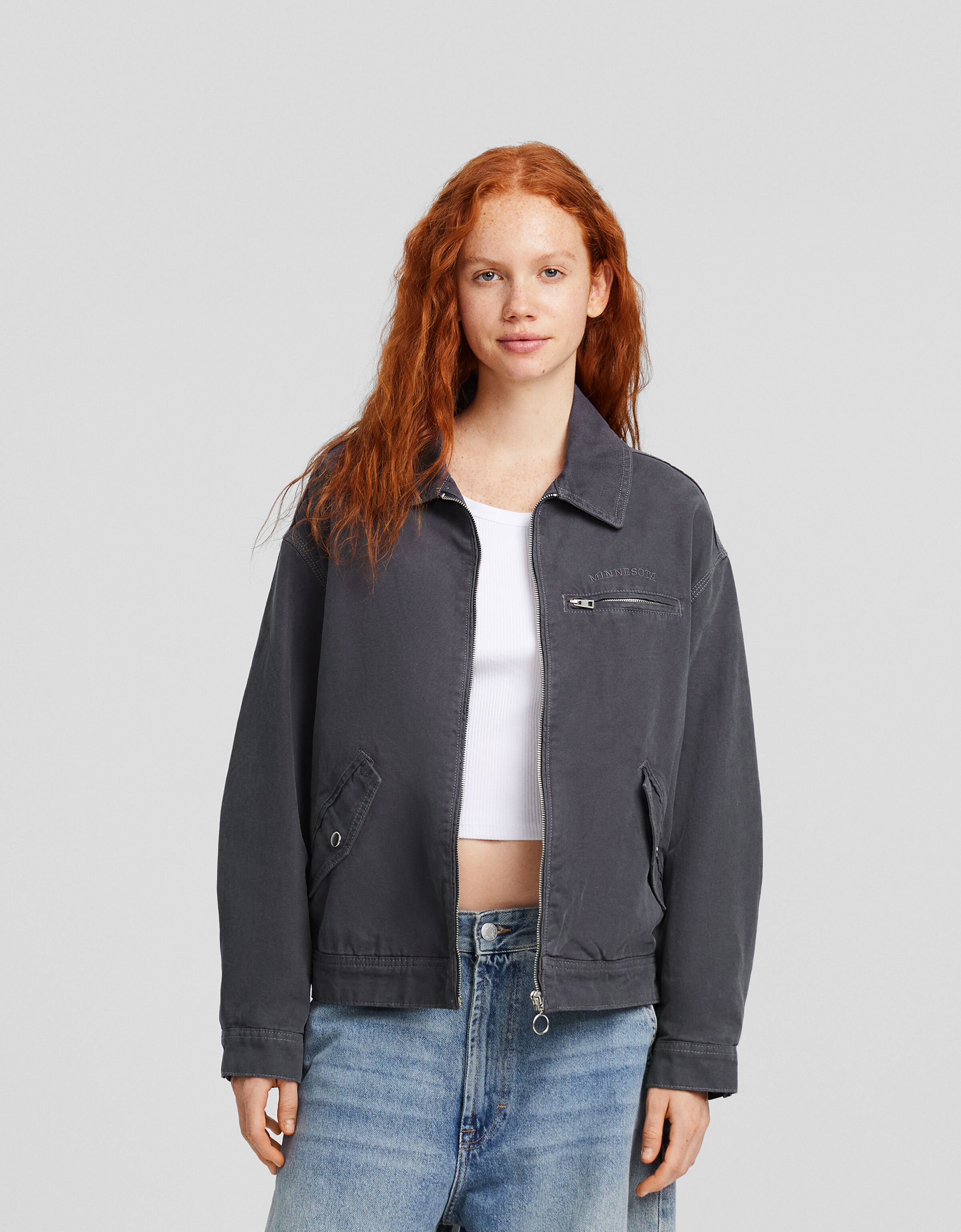 Quilted canvas worker jacket Jackets BSK Teen Bershka