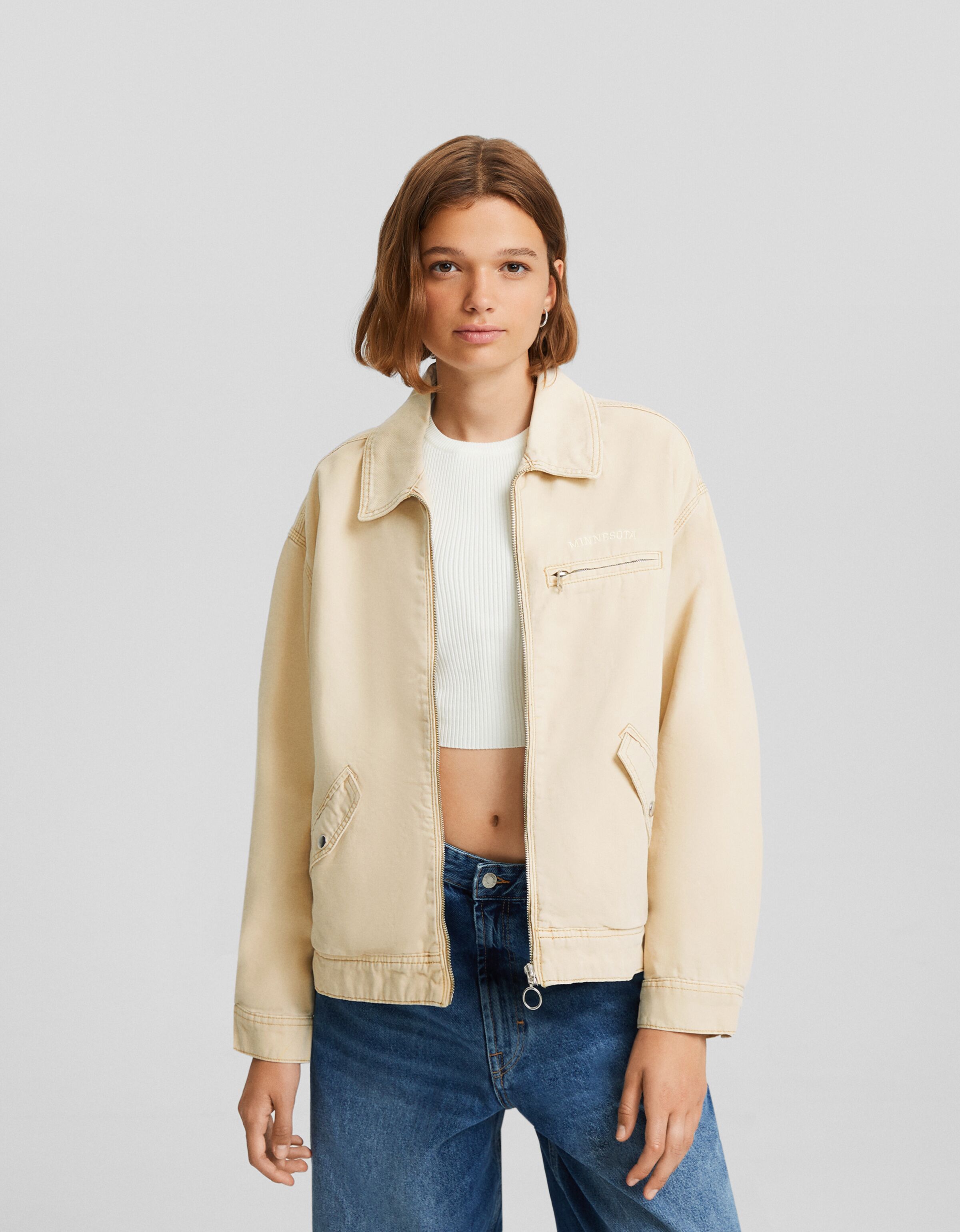 Bershka on sale beige jacket