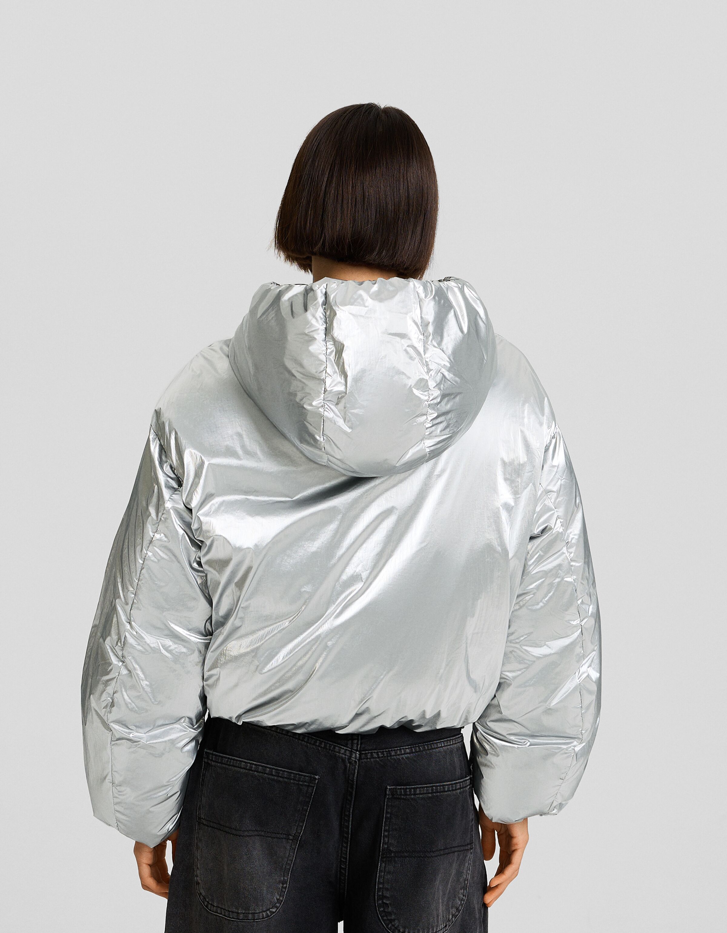 Metallic puffy outlet jacket