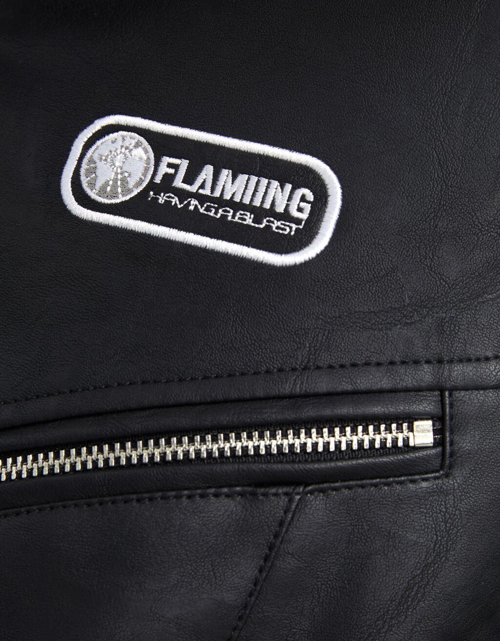 Leather effect racing jacket with patches Women Bershka