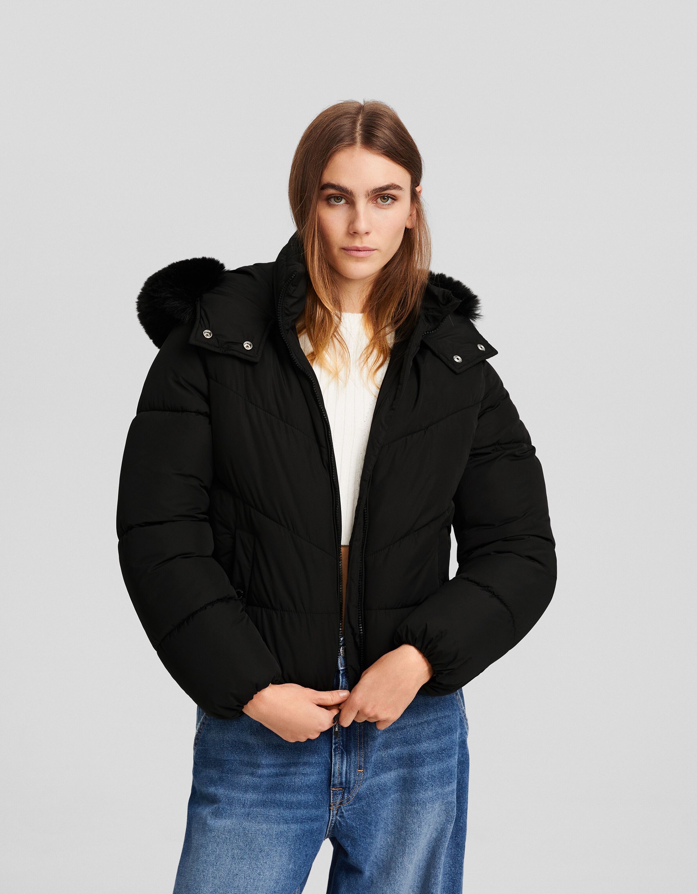 Faux fur new arrivals jacket bershka