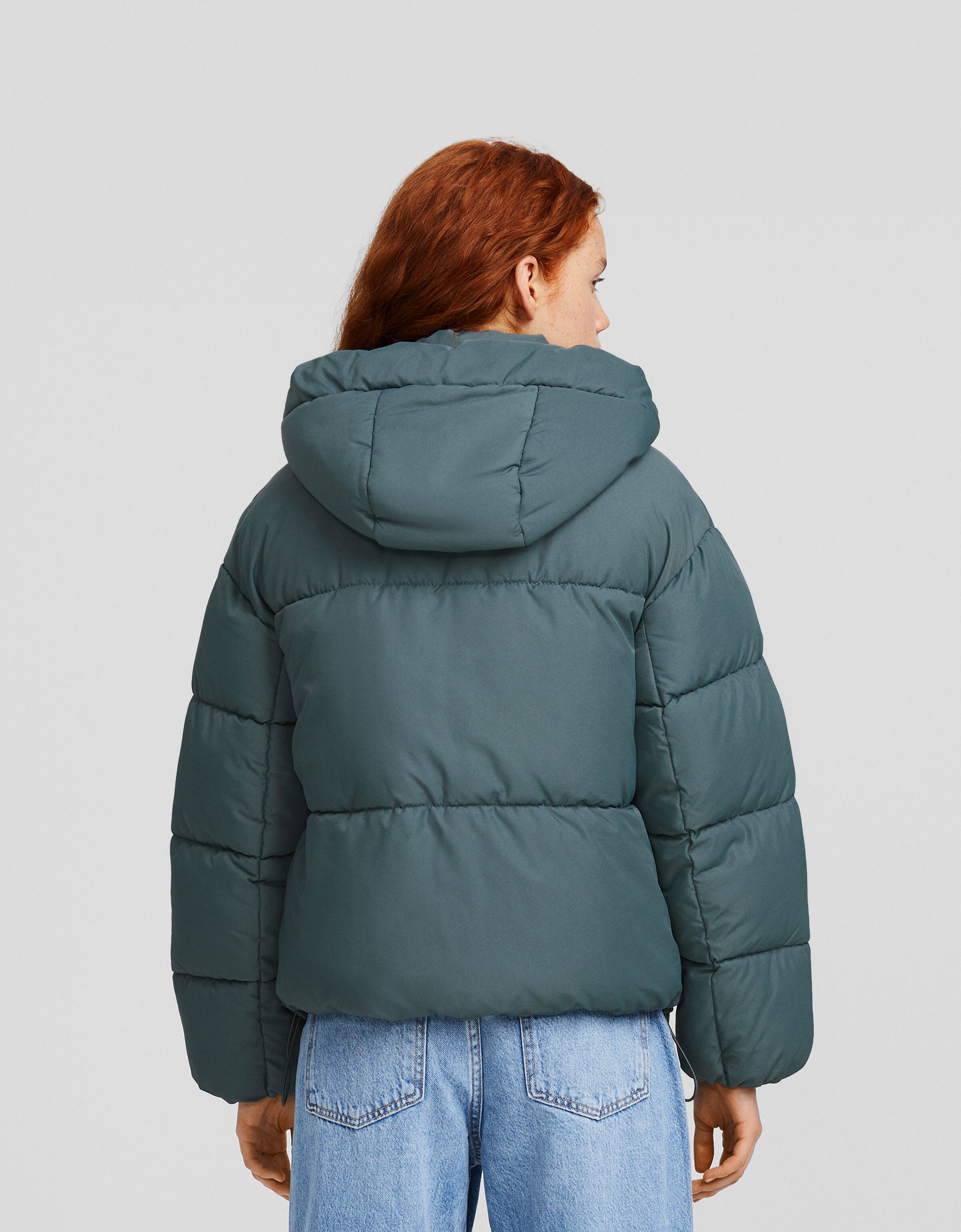 Bershka hooded puffer jacket sales