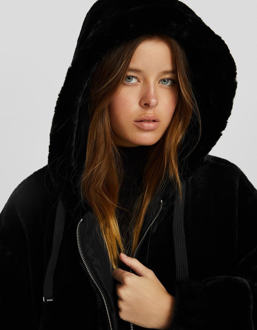 Gilet polaire capuche-Noir-2