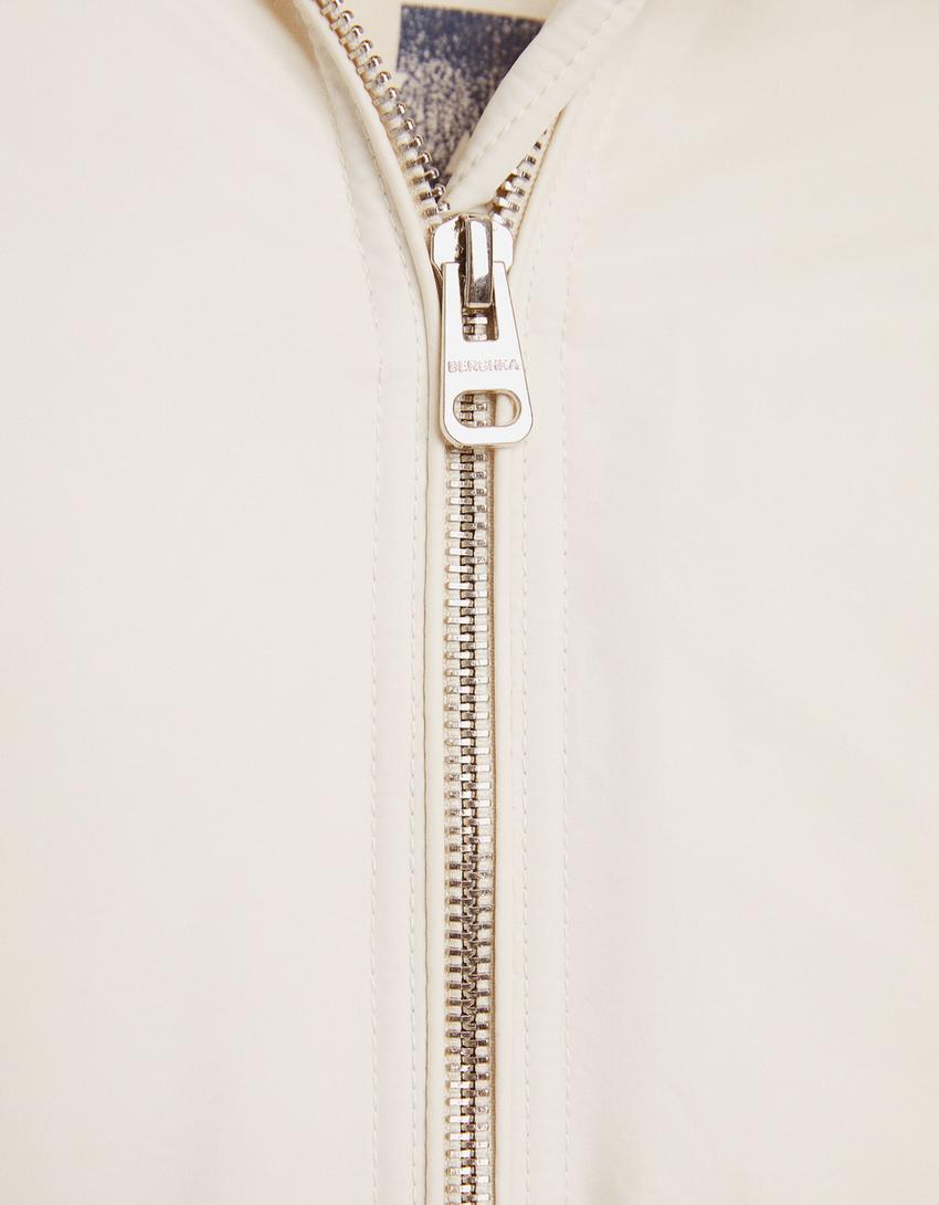 Puffer jacket with a hood-Cream-5