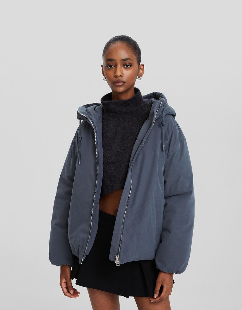 Doudoune capuche-Gris foncé-1