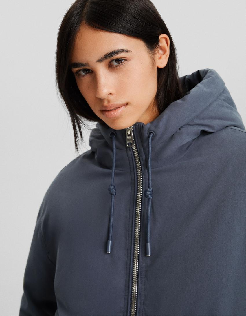 Puffer jacket with hood-Dark grey-2