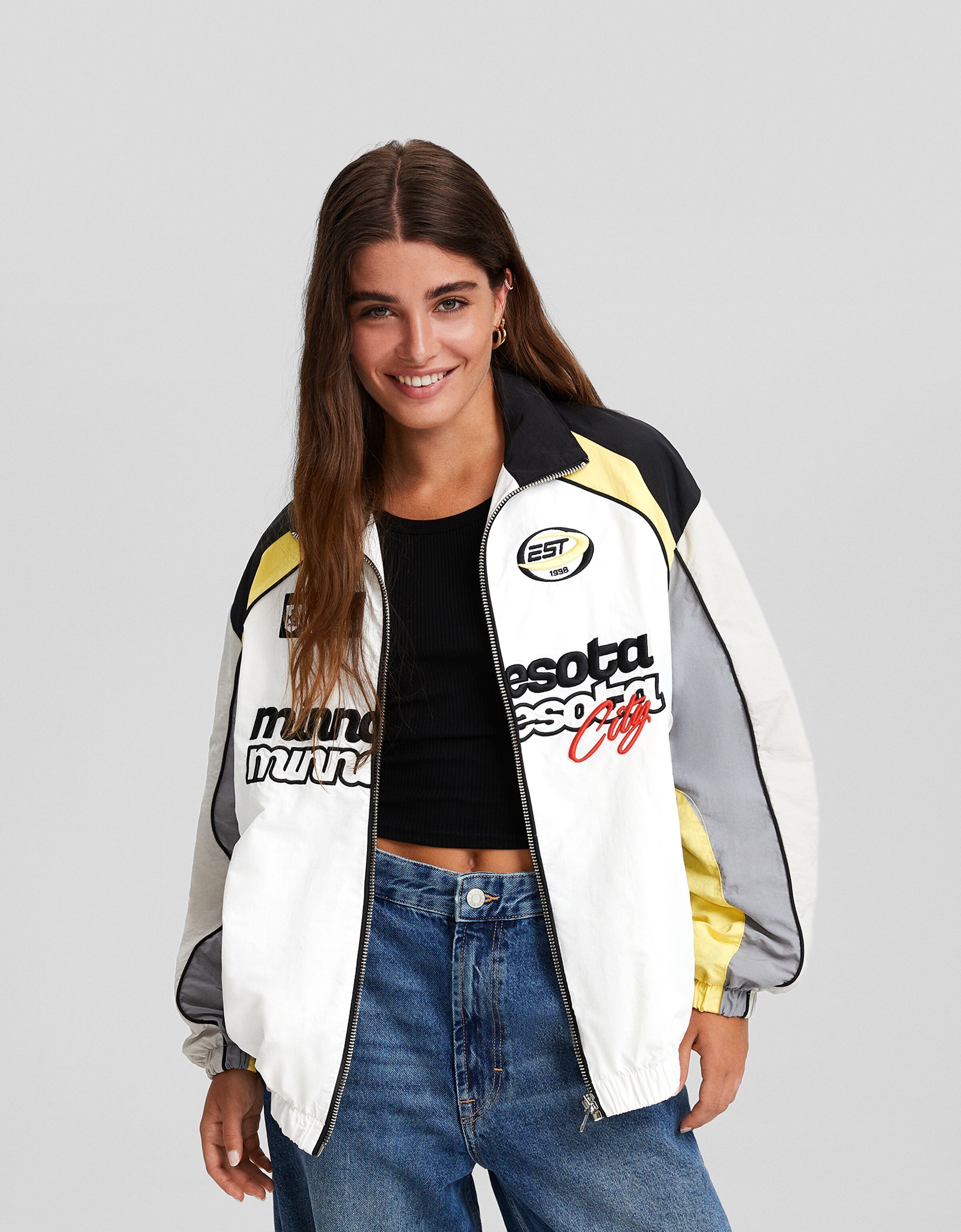 Nylon blend racing jacket SALE up to 40 off BSK Teen Bershka