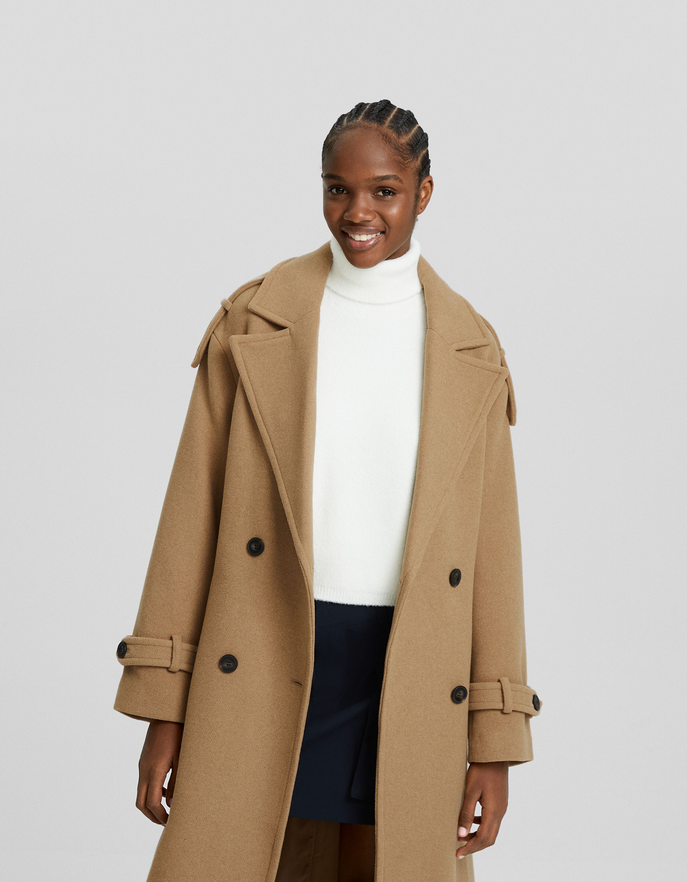 Wool blend trench coat - Jackets - BSK Teen | Bershka