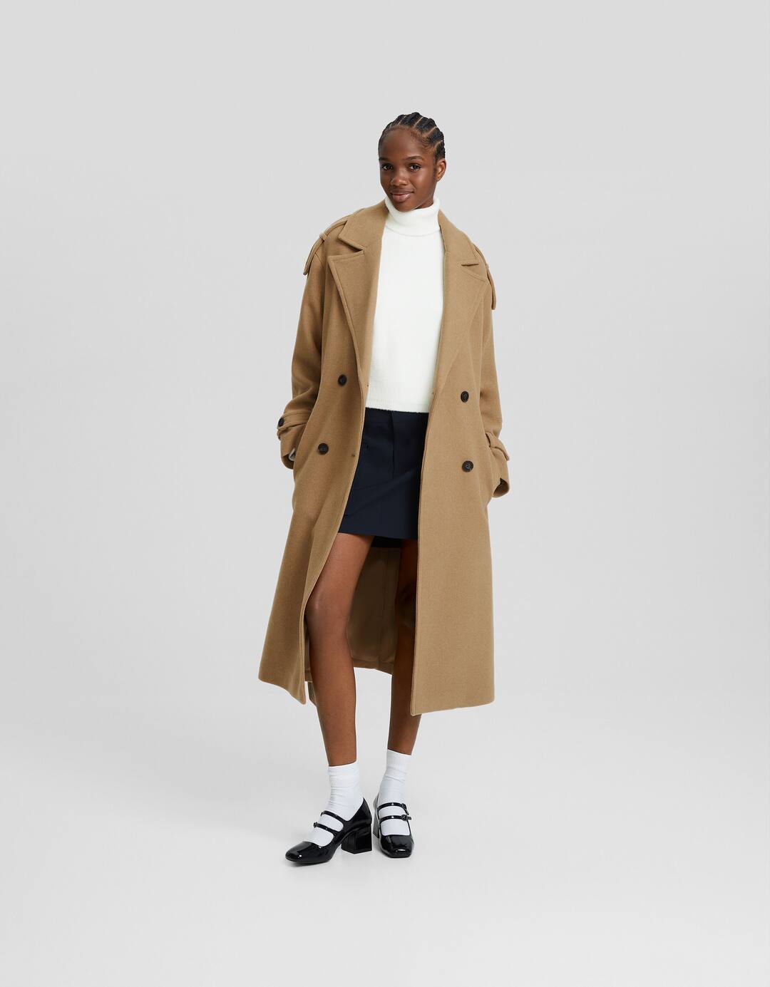 Sobretudo trench com lã