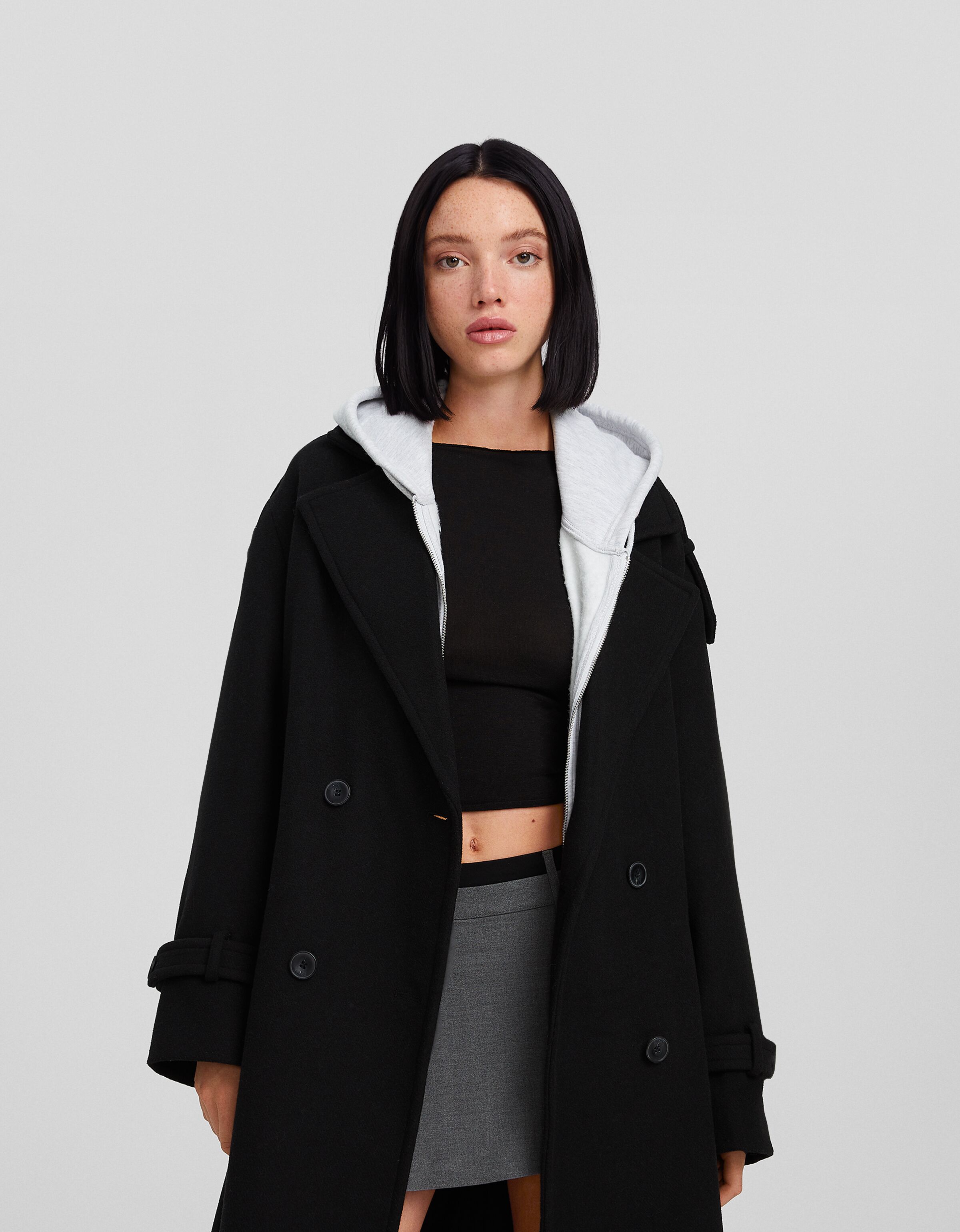 Bershka black coat hotsell