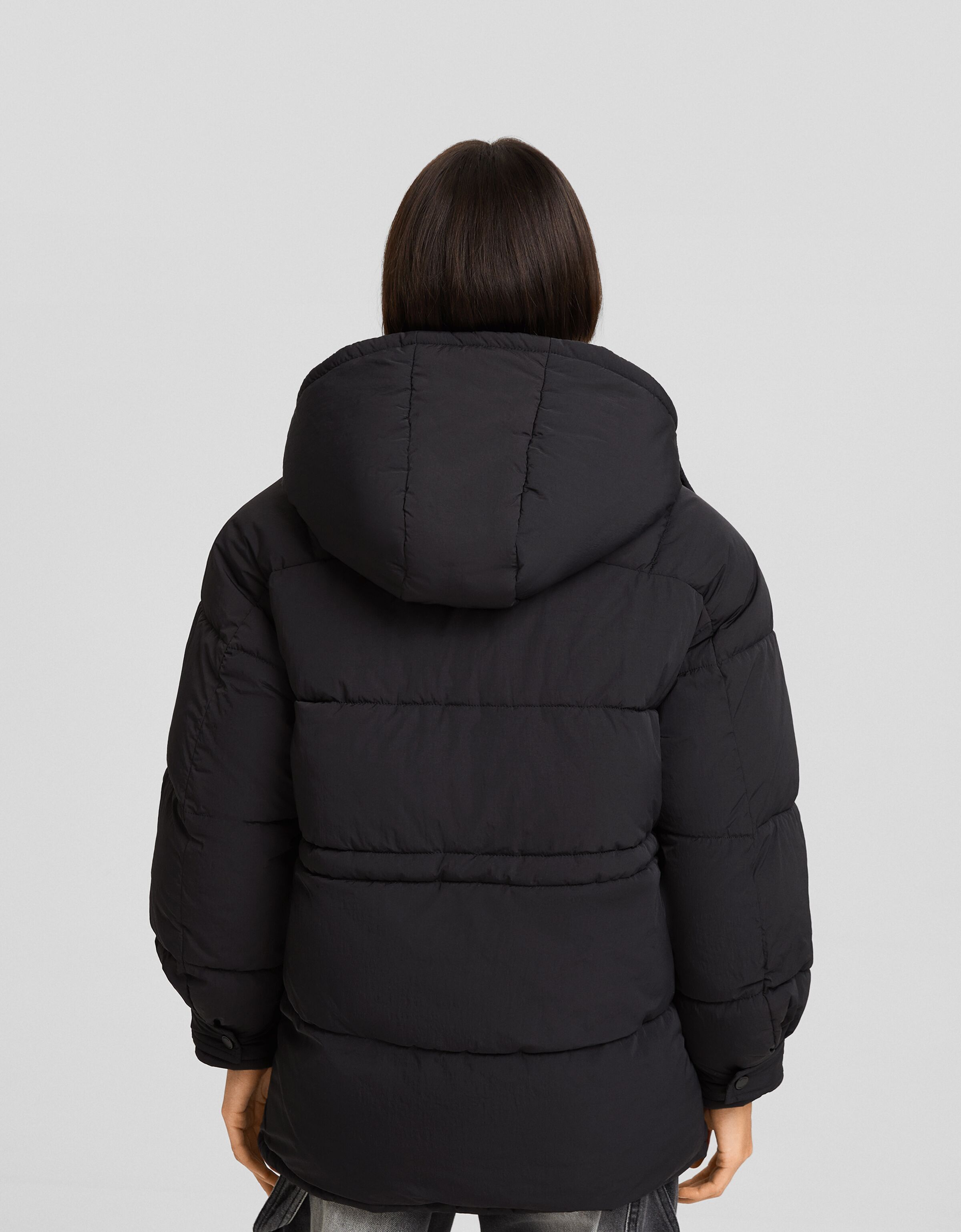 Bershka puffer hotsell jacket black